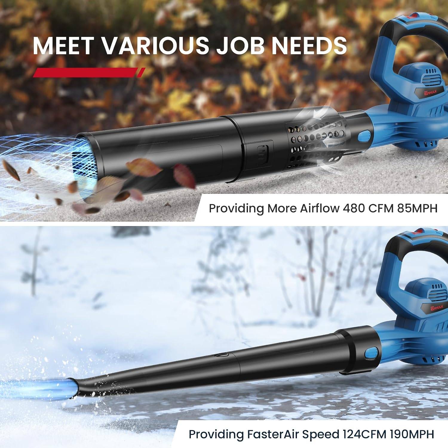 Enhulk 20V 4.0Ah Upgraded Battery Powered 2-in-1 Leaf Blower - photo 2