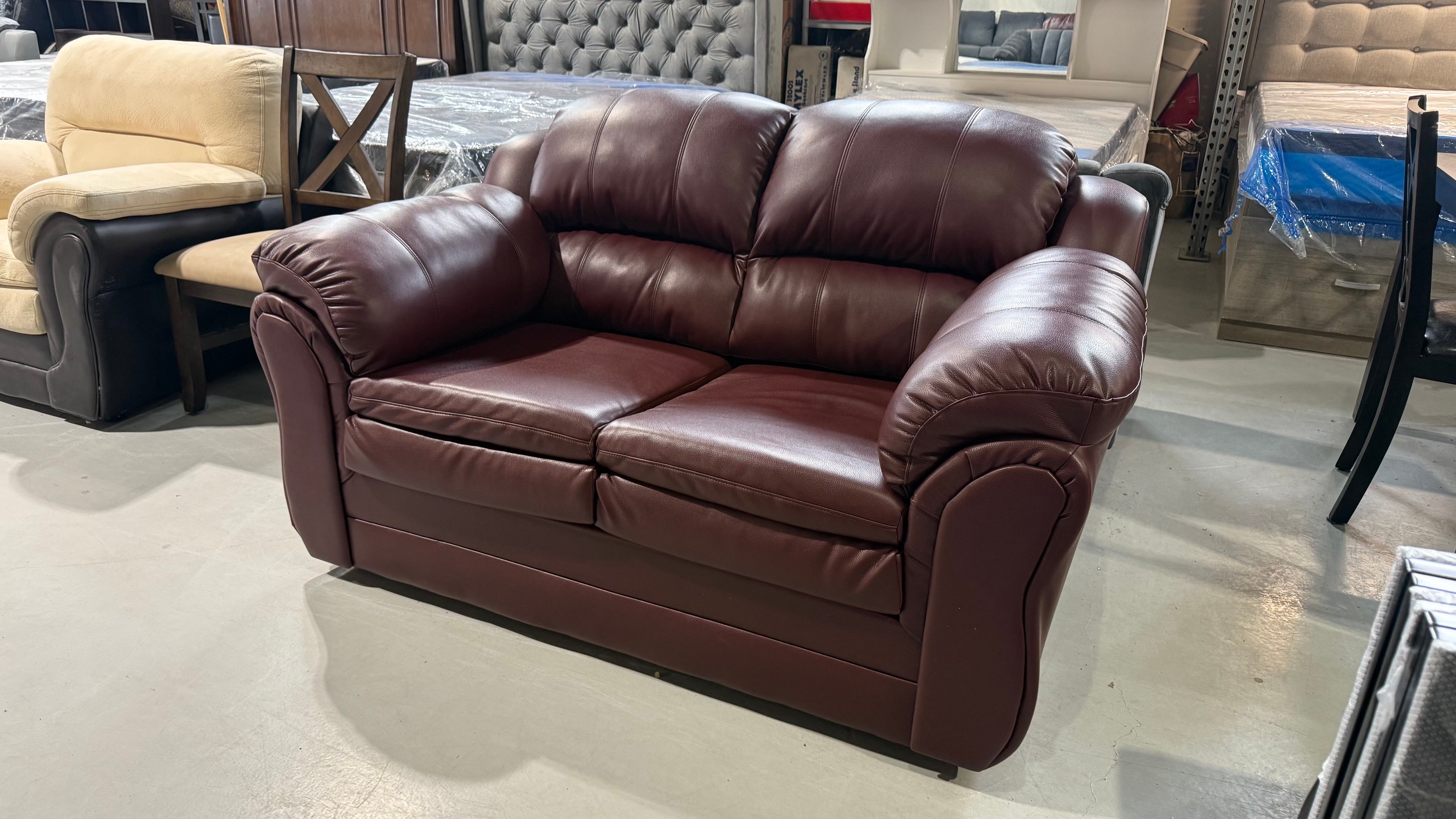 Displayed Model Comfortable  Leather Love Seat only $398