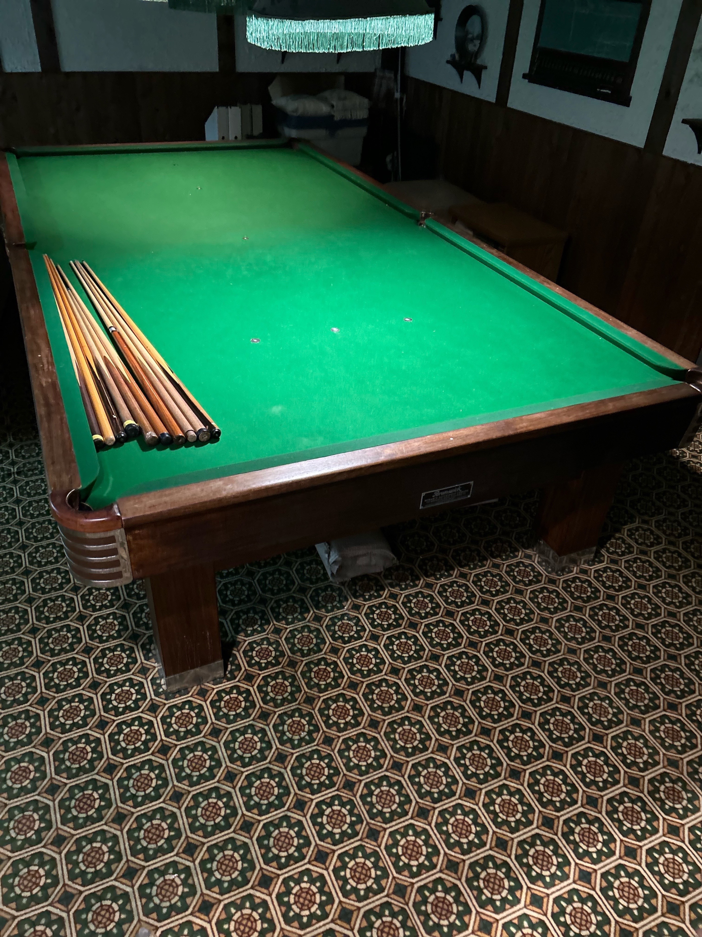 Vintage 1949 Brunswick Snooker Mid Century Pool Table