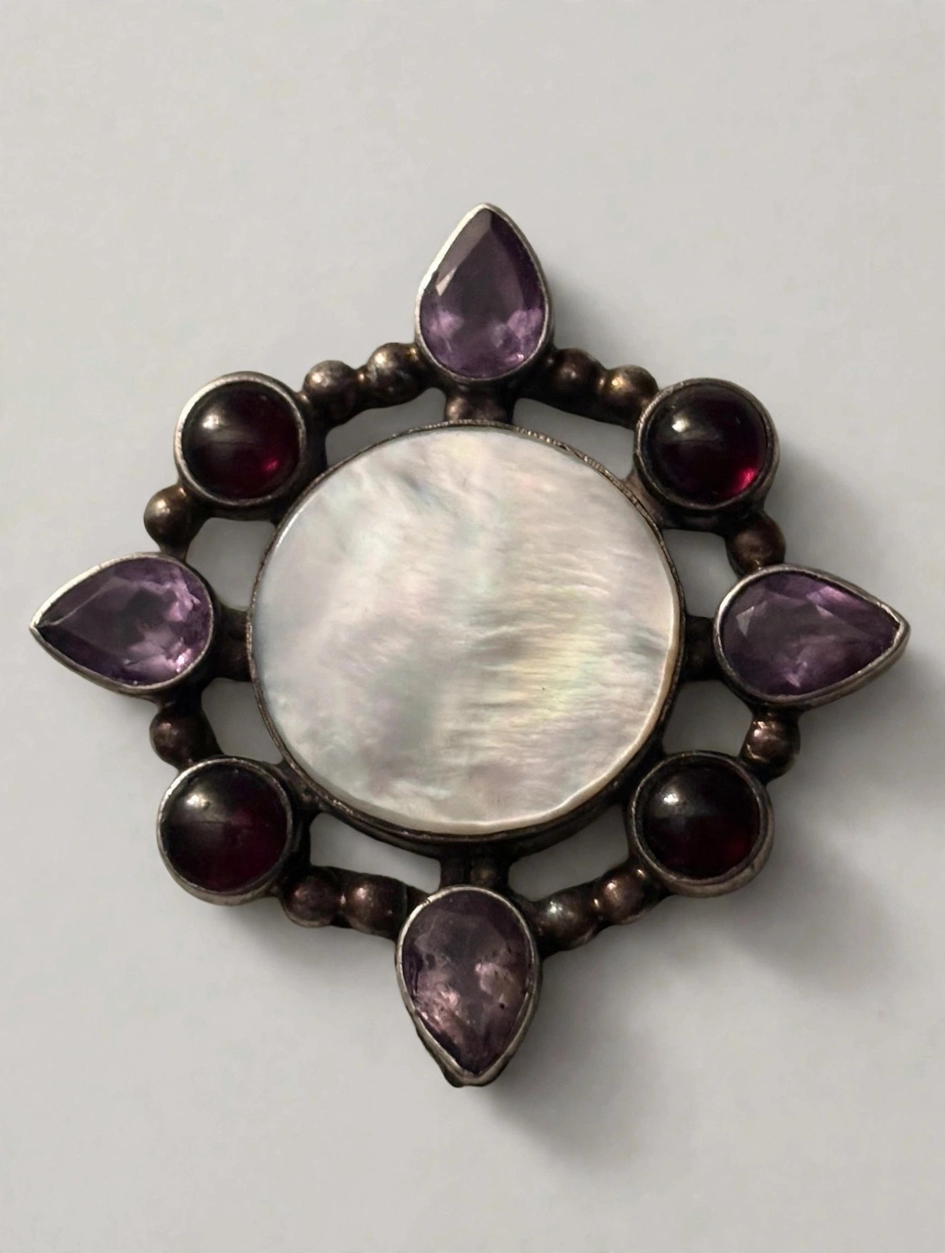 Sterling Silver Mother Of Pearl Garnet Amethyst Gemstone - photo 4