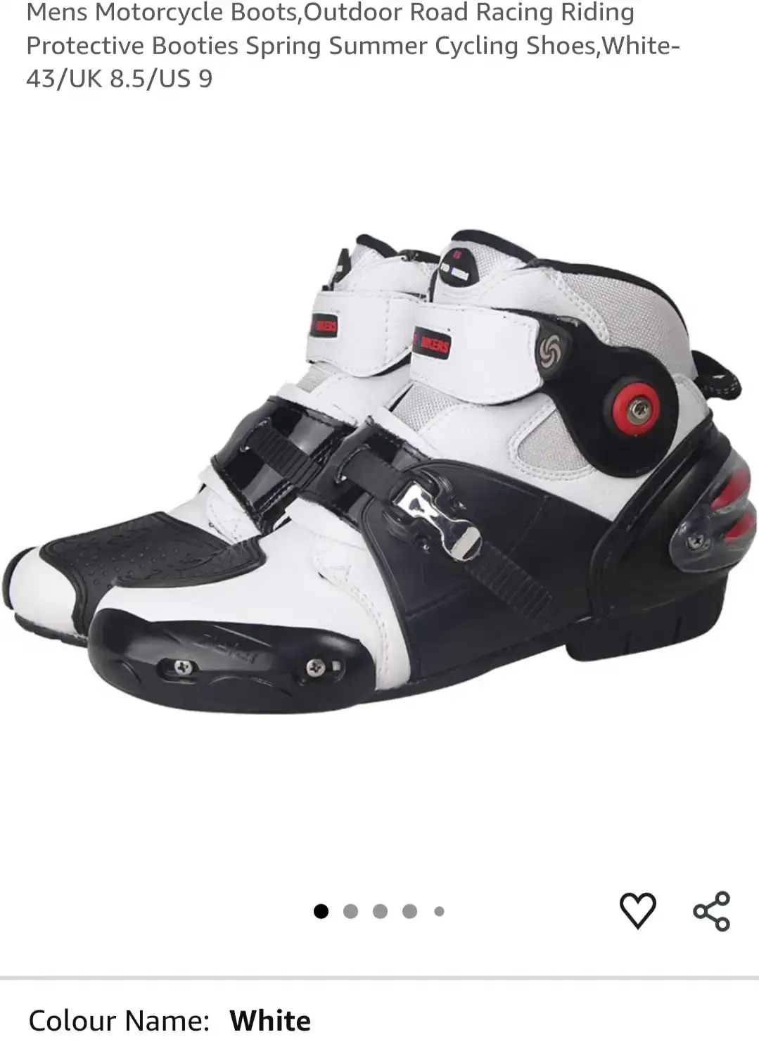 Riding Tribe Motorcycle Touring Boots - White Size 9