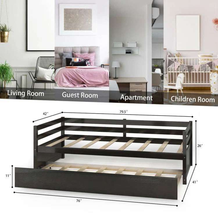 *New in BOX* Twin Size Trundle Daybed Wooden Bed Frame for Kids - photo 3