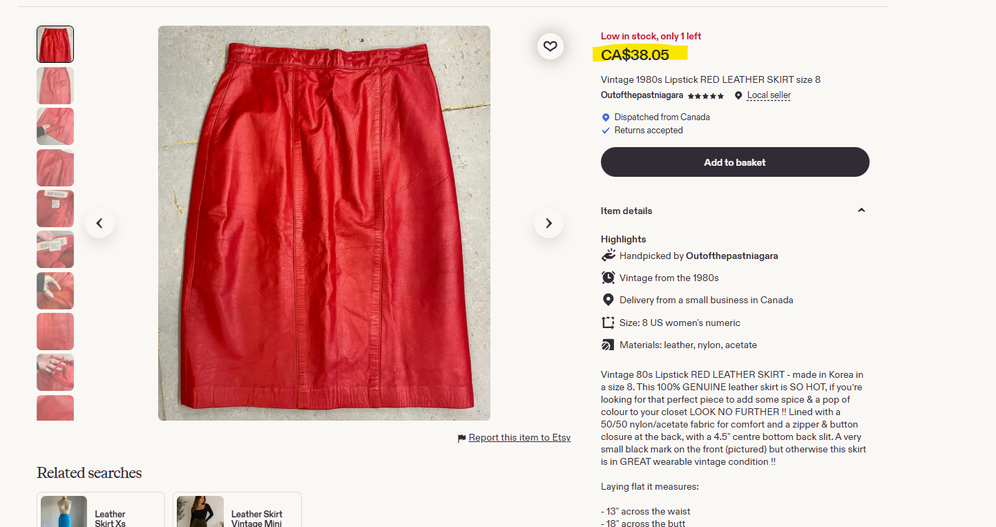 Vintage Red Leather Pencil Skirt / Jupe crayon vintage en cuir - photo 4