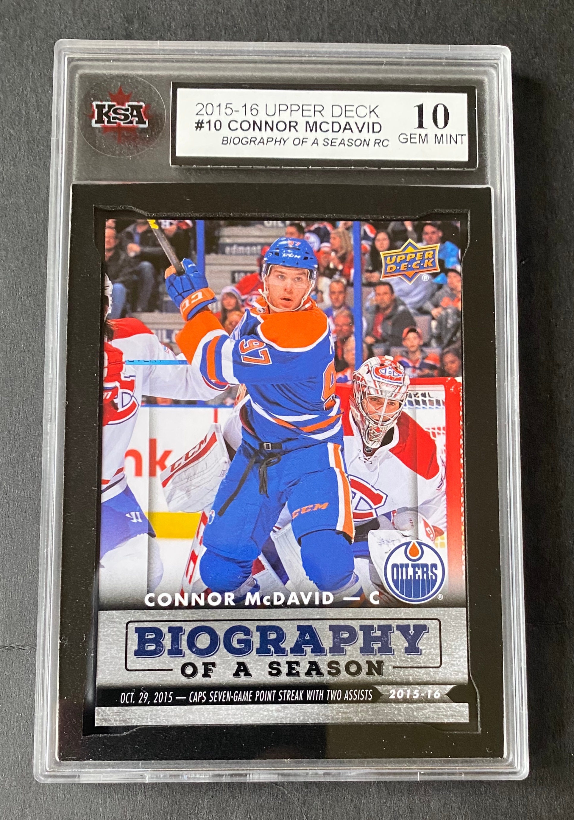 2015 Edmonton Oilers Connor Mcdavid Rookie #10 KSA 10