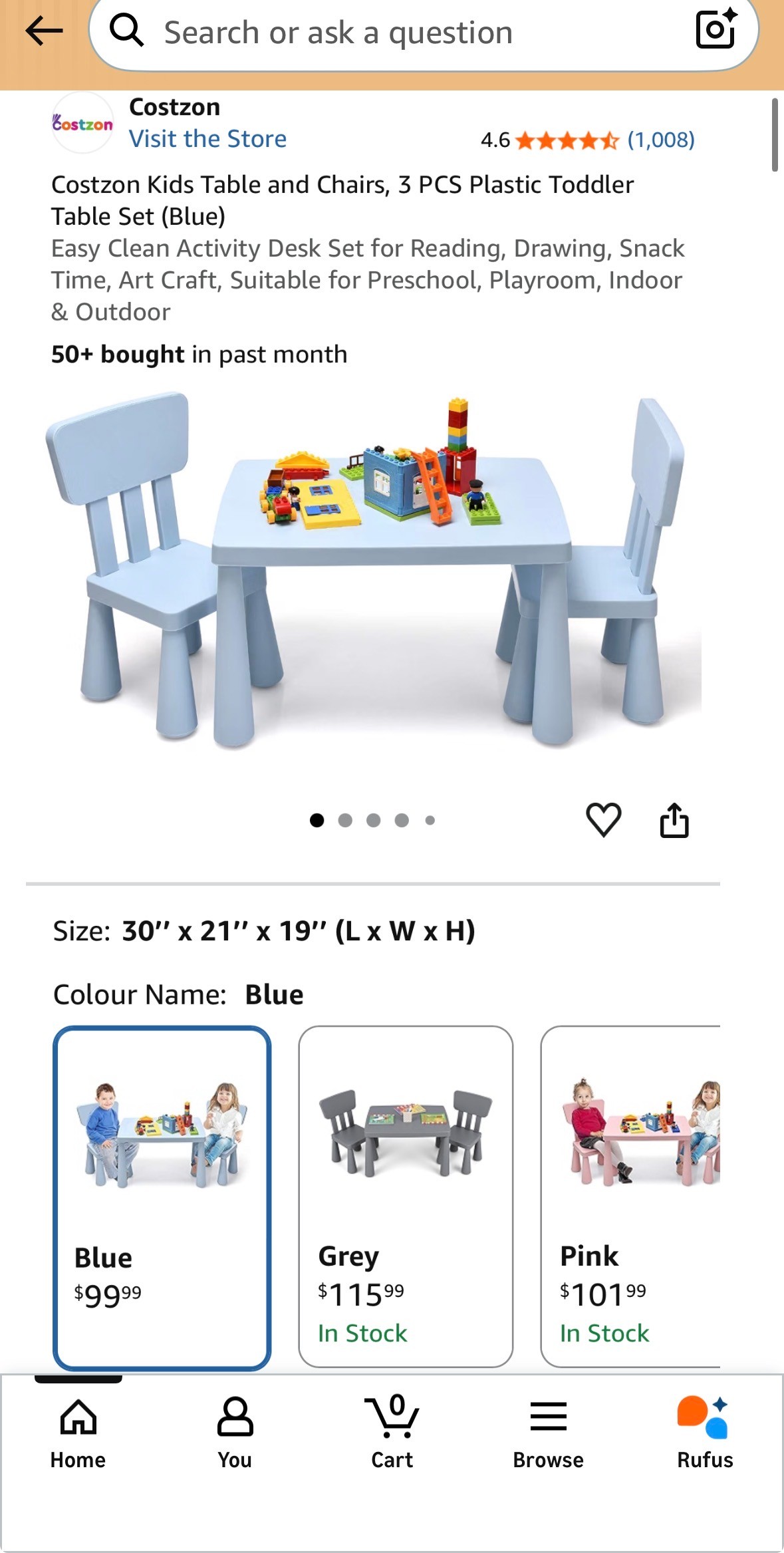 Kids Table and Chairs Set - Blue