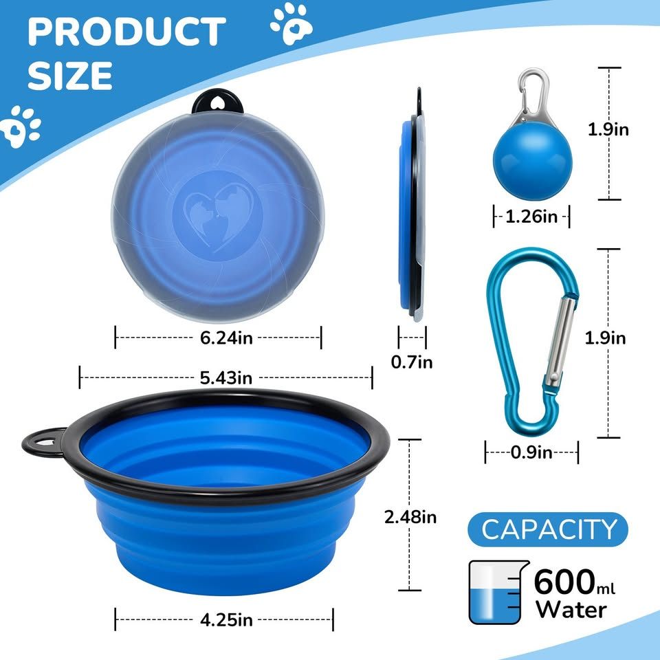 600 ml Collapsible Dog Bowl with Lid & LED Light - photo 2