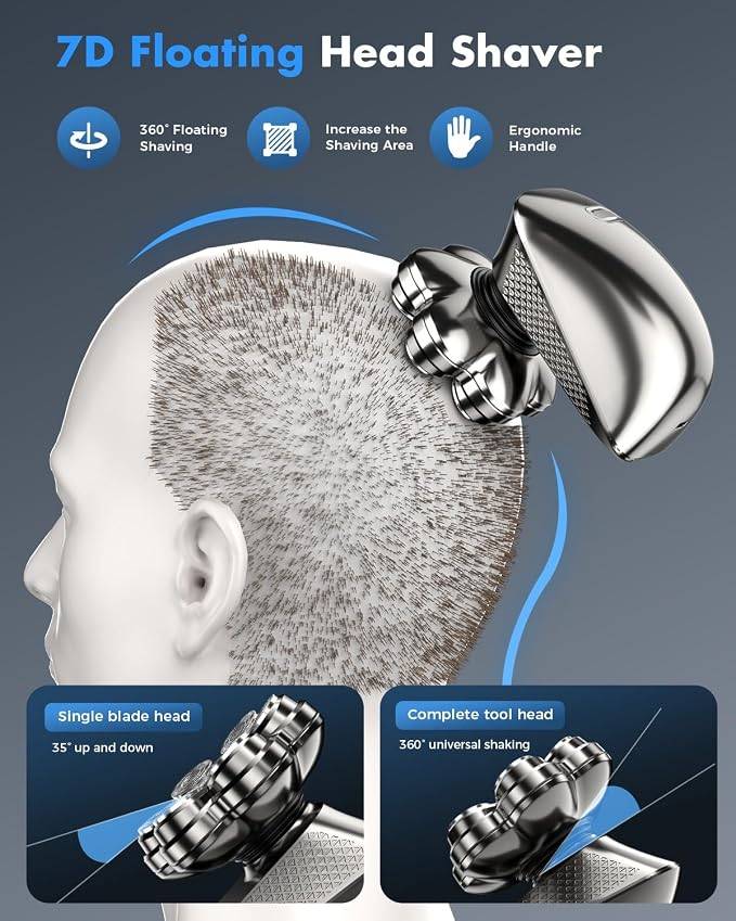 TEPOTZ 7D Electric Head Shaver / 5-in-1 Grooming Kit - photo 3