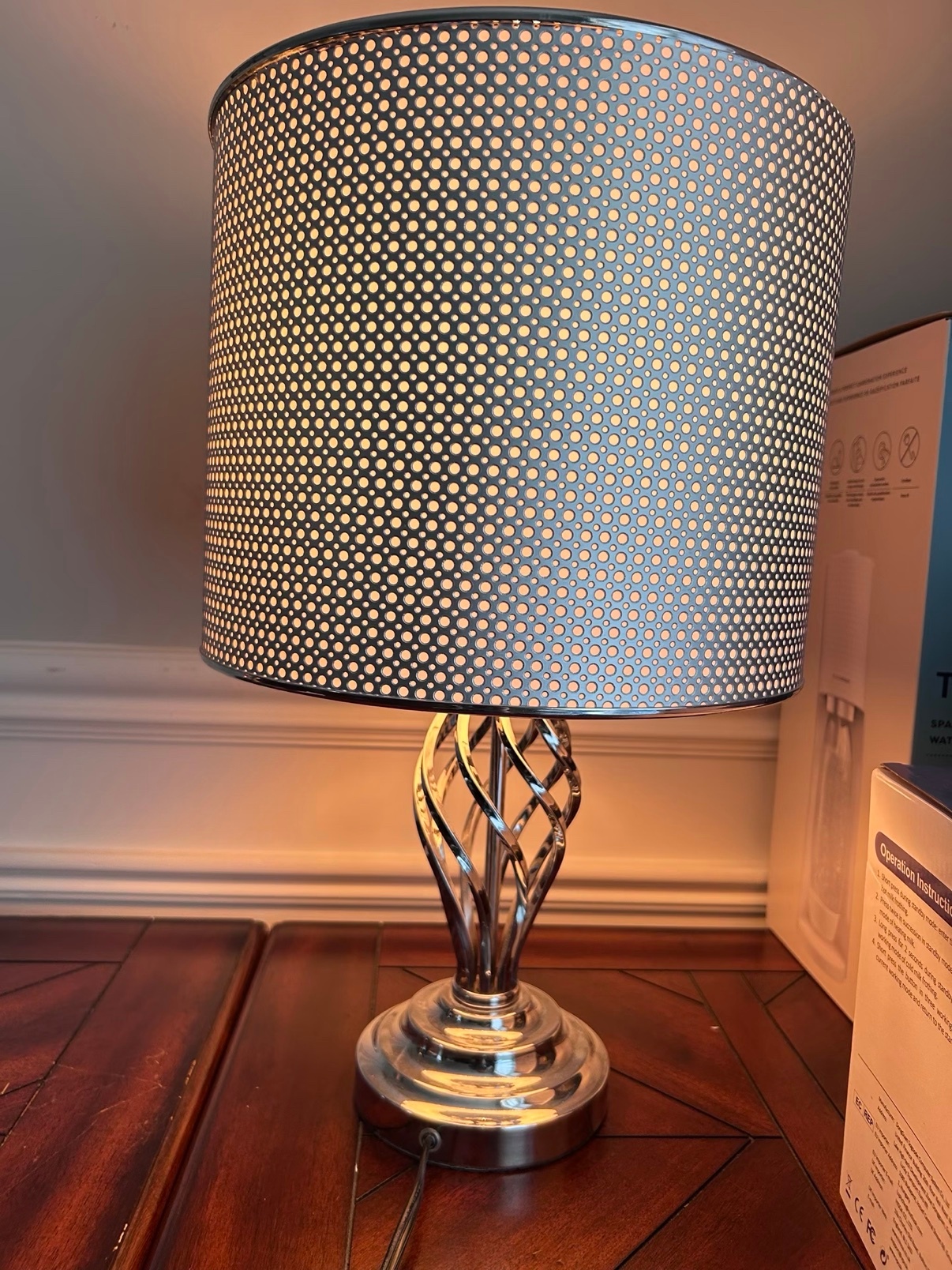 Two Modern Chrome Table Lamps (Set of 2)