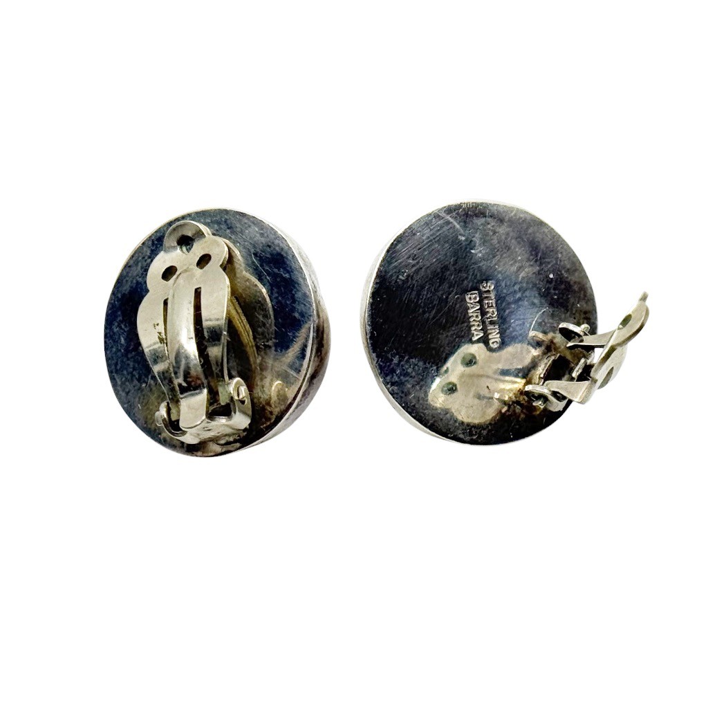 Vintage Barra sterling silver made pearl clip on earrings - photo 4