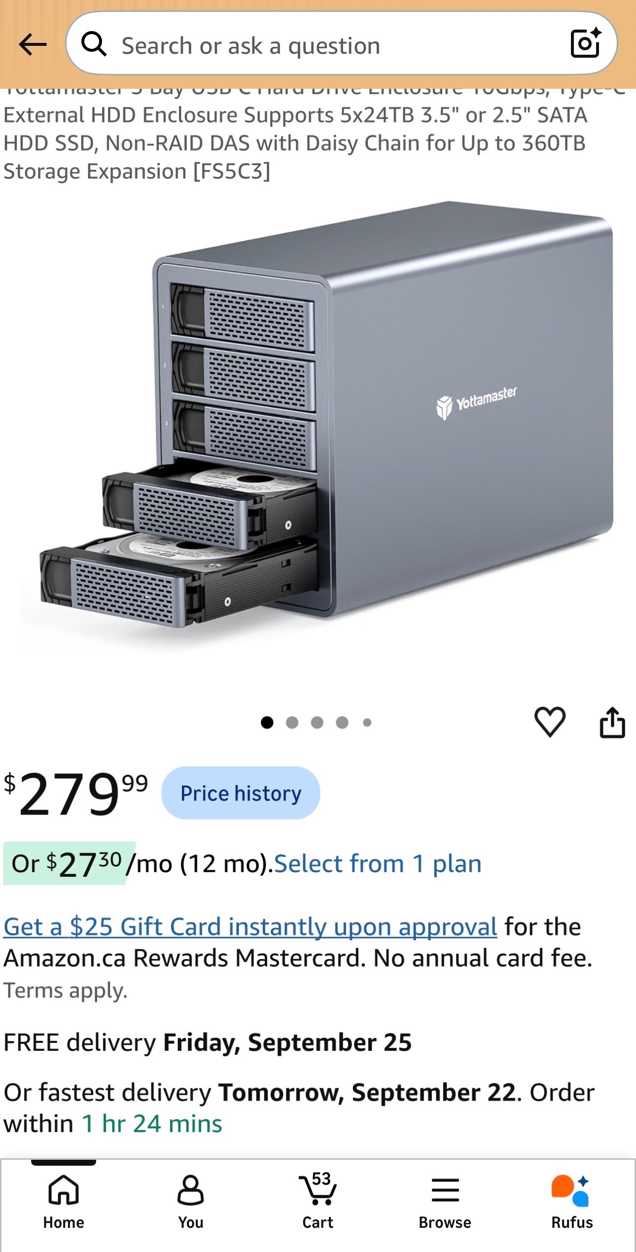 5 Bay Hard Drive Enclosure 10Gbps Type-C External 360TB Support - photo 2