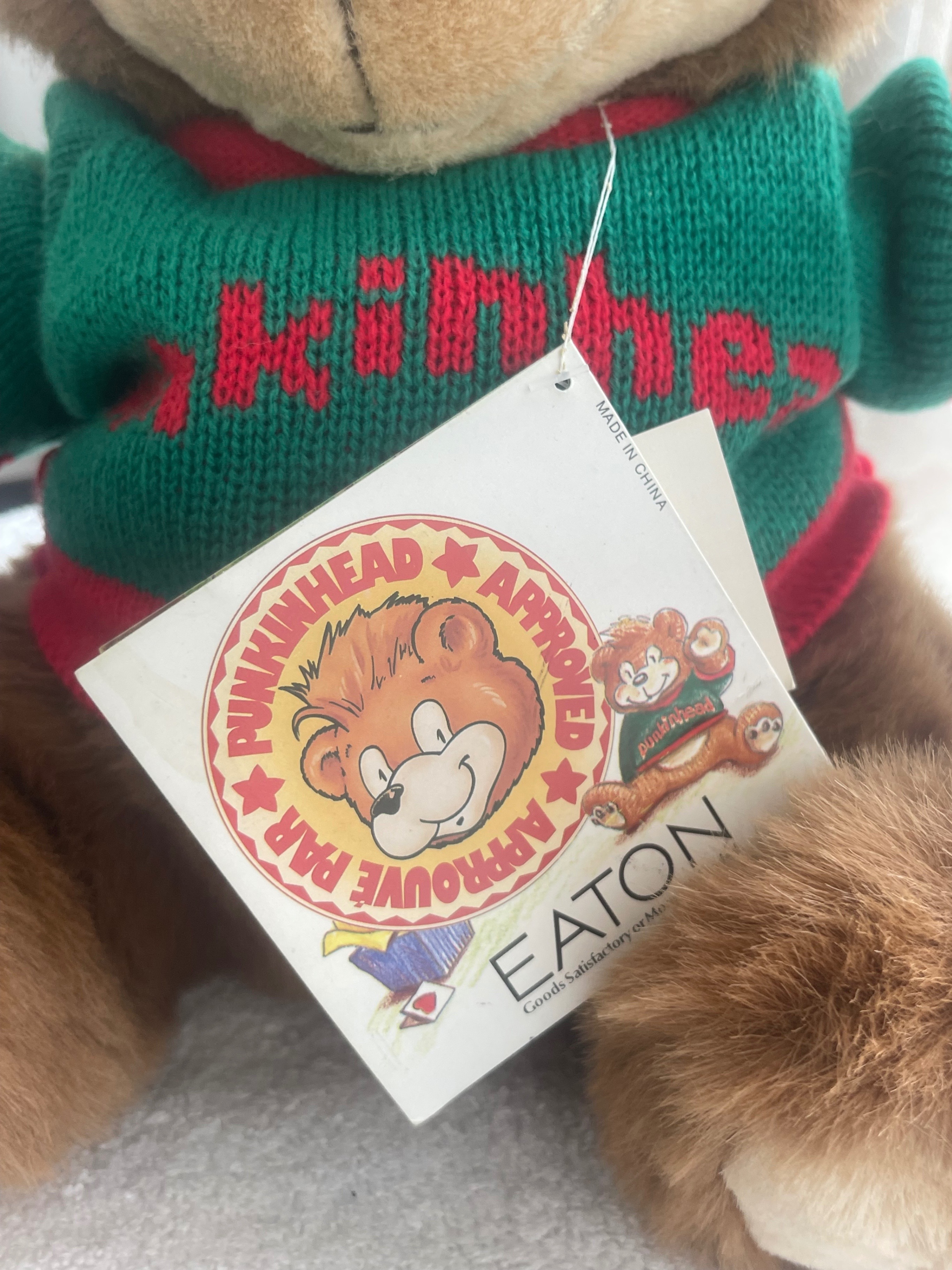 Vintage 1990s Eaton's Punkinhead Bear 12" - Original Tags - photo 3