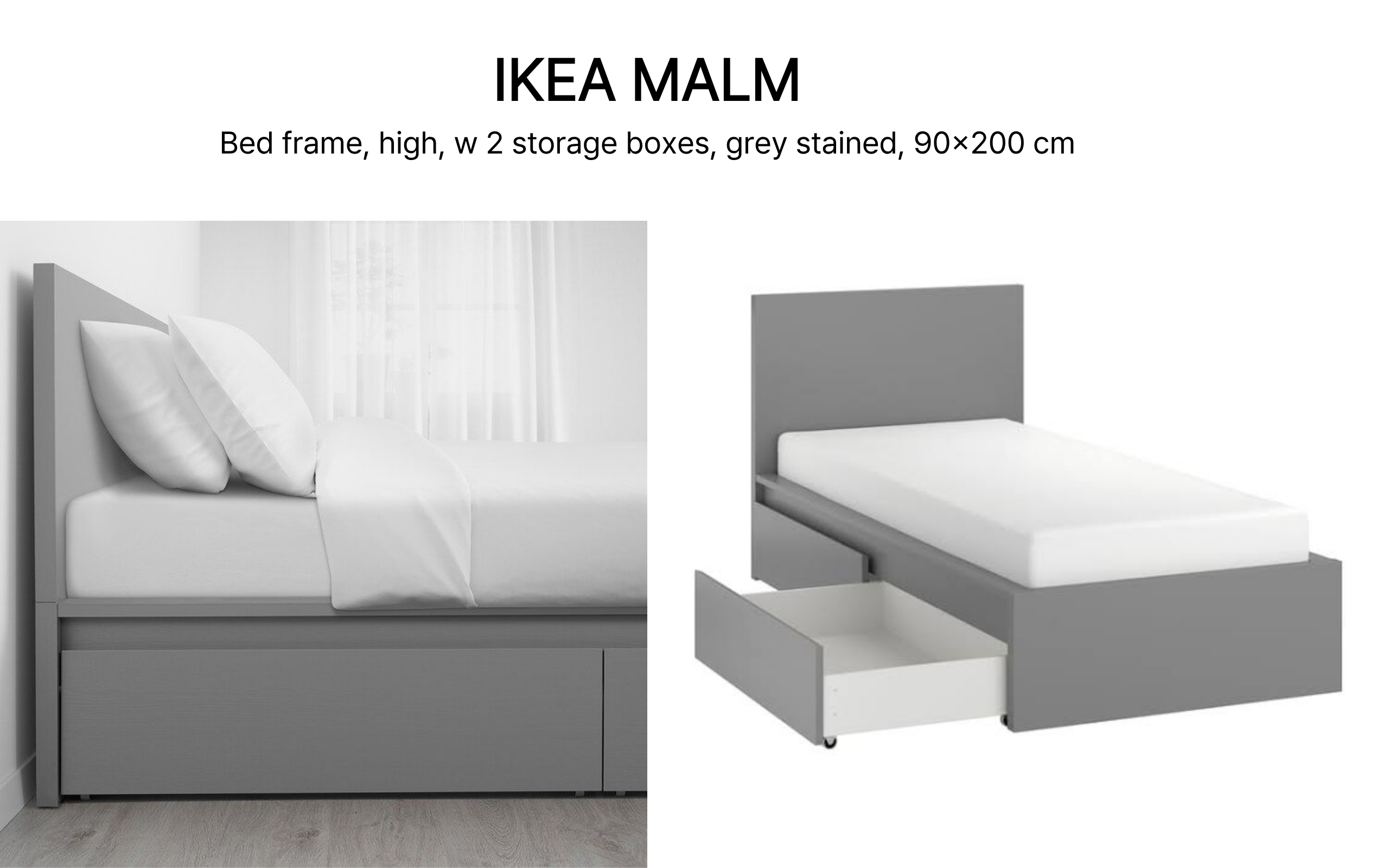 IKEA MALM Twin Bed Frame + 2 Under-Bed Storage Drawers – $95 - photo 2