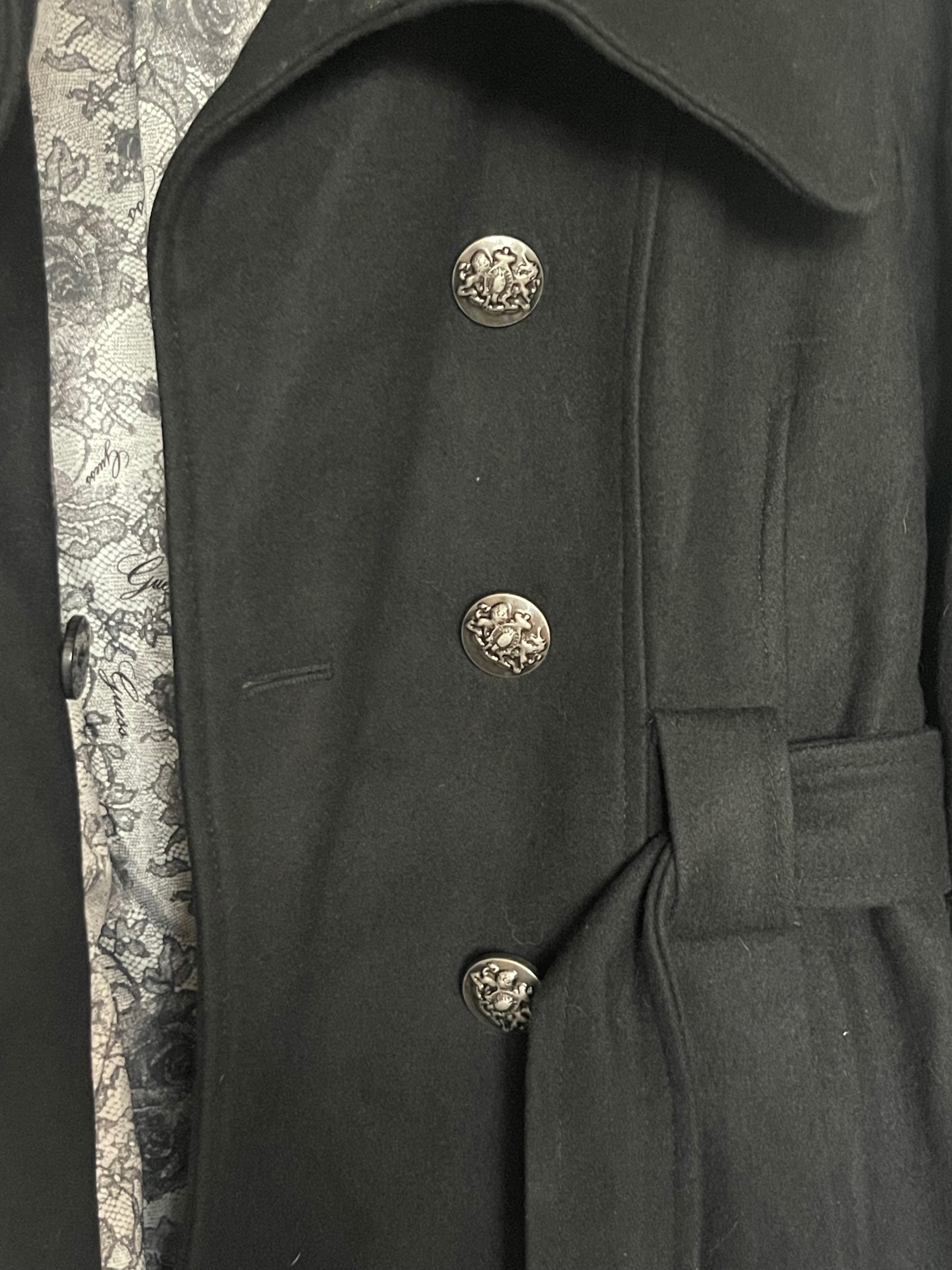 GUESS Black Wool-Blend Belted Trench Coat (Small) - photo 4