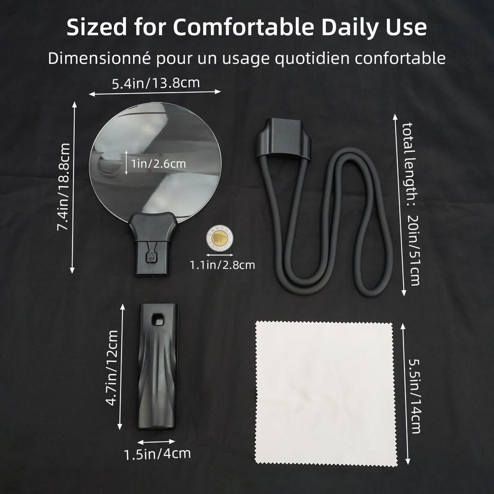 Hands-Free Neck Magnifier with Stand – 5.1 in Lens - photo 3