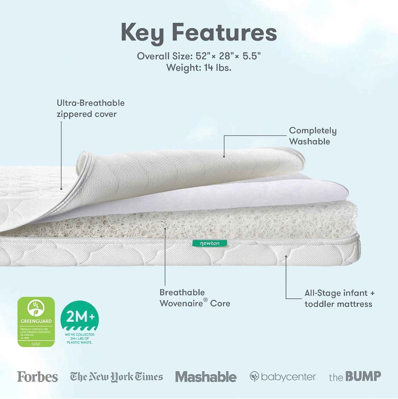 NEW: Newton Baby Toddler Crib Mattress Breathable & Washable - photo 2