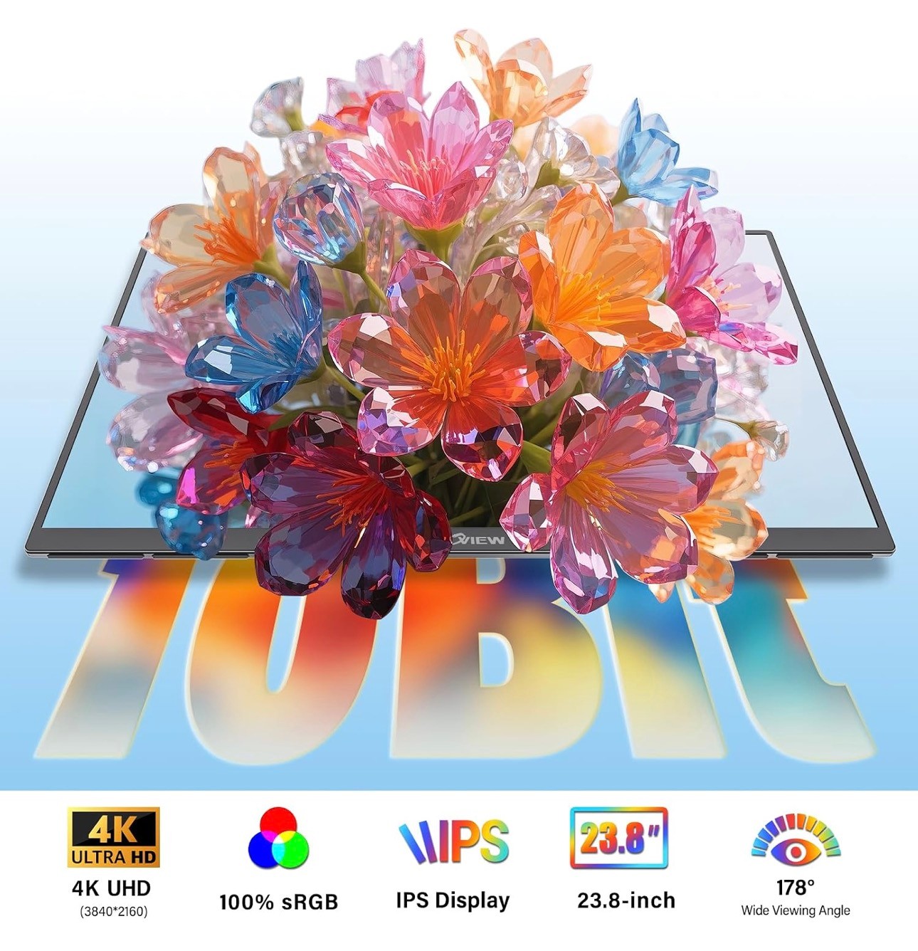 24” 4K Portable Monitor UHD 100%sRGB IPS Speakers USB-C/HDMI 180 - photo 4