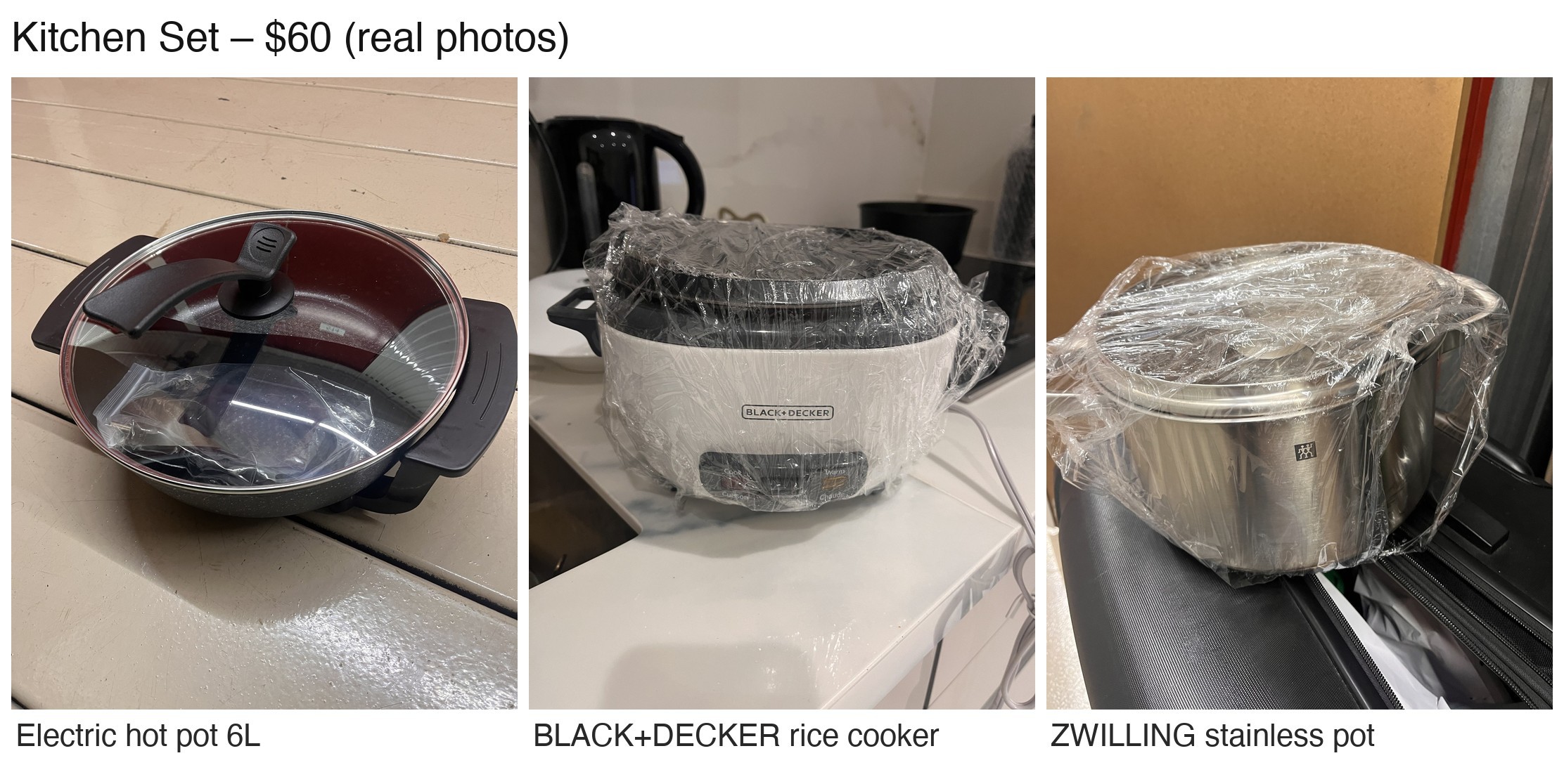 Kitchen Set: Electric Hot Pot + Rice Cooker + ZWILLING Pot – $60