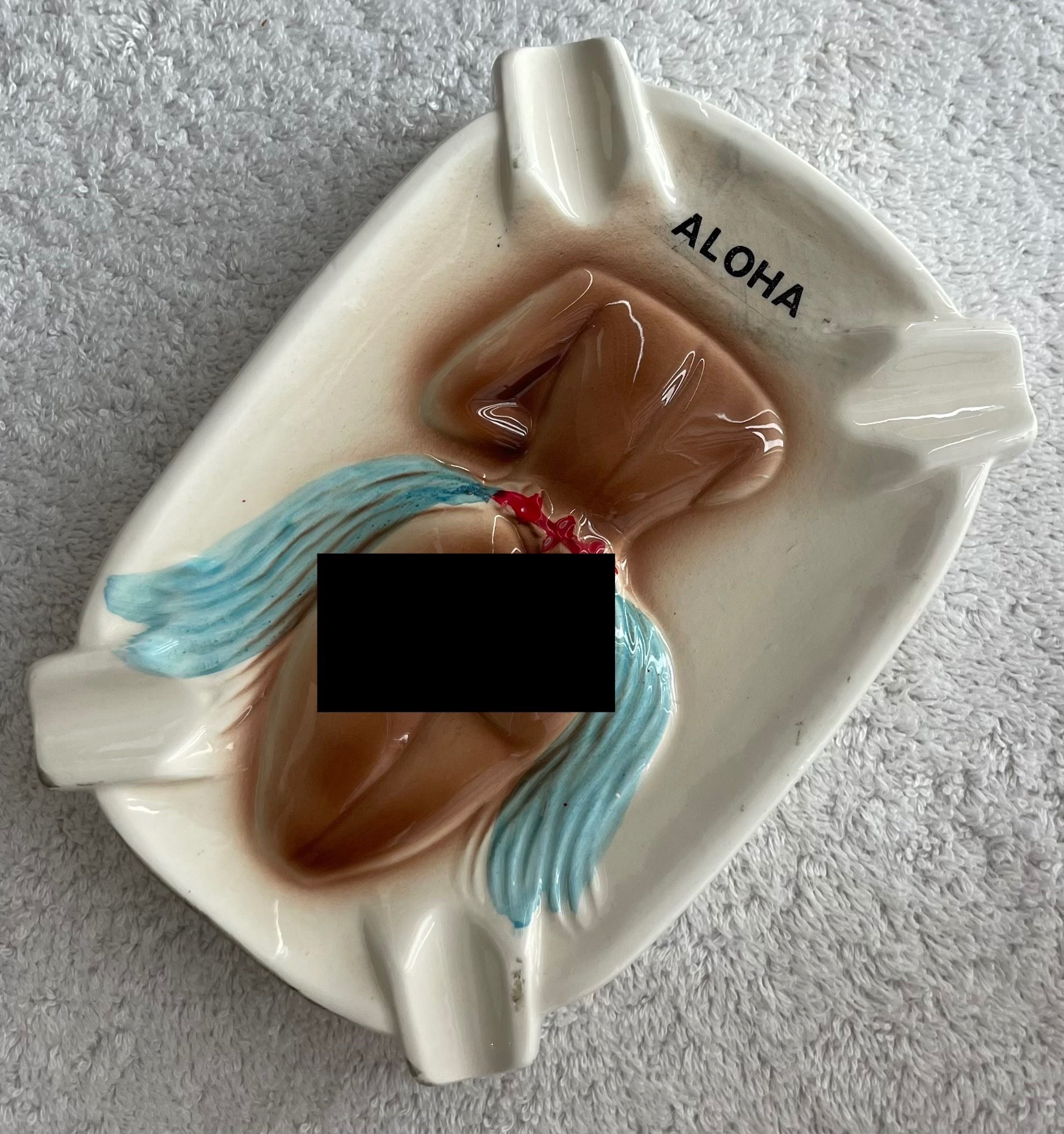 Vintage 1950s Hawaiian Hula Girl Ceramic Tray - photo 4