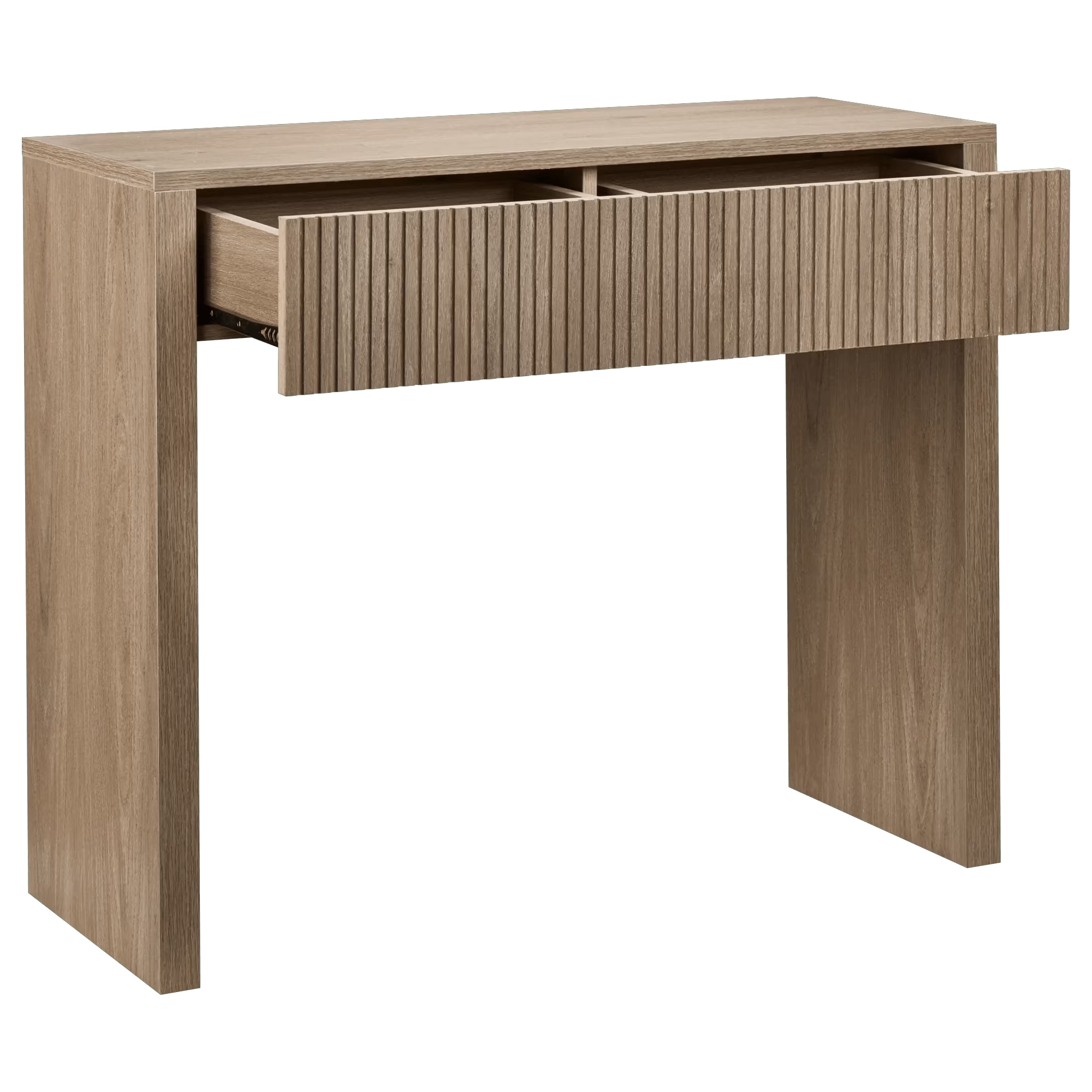 Natural Oak Wood Veneer Entryway Console Table with Drawer - photo 2