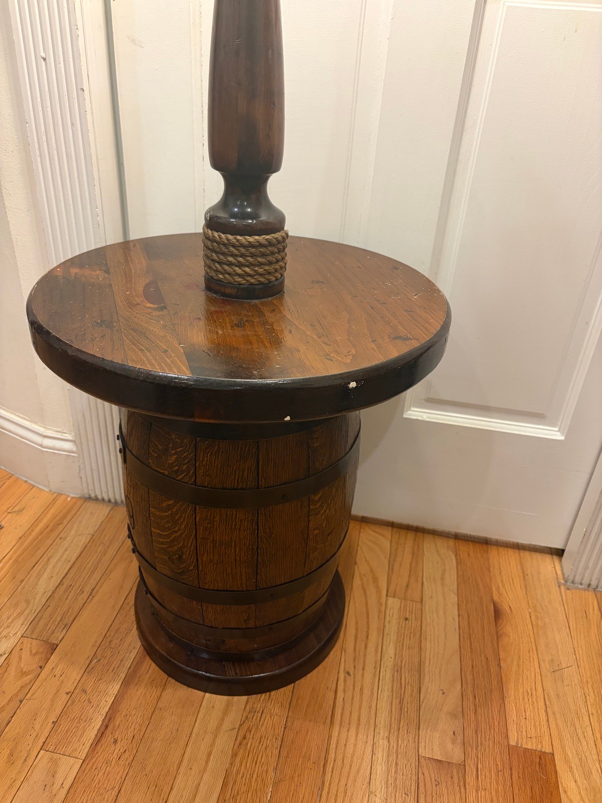 Floor Lamp & Side Table Duo Vintage Rustic Whiskey Barrel - photo 2