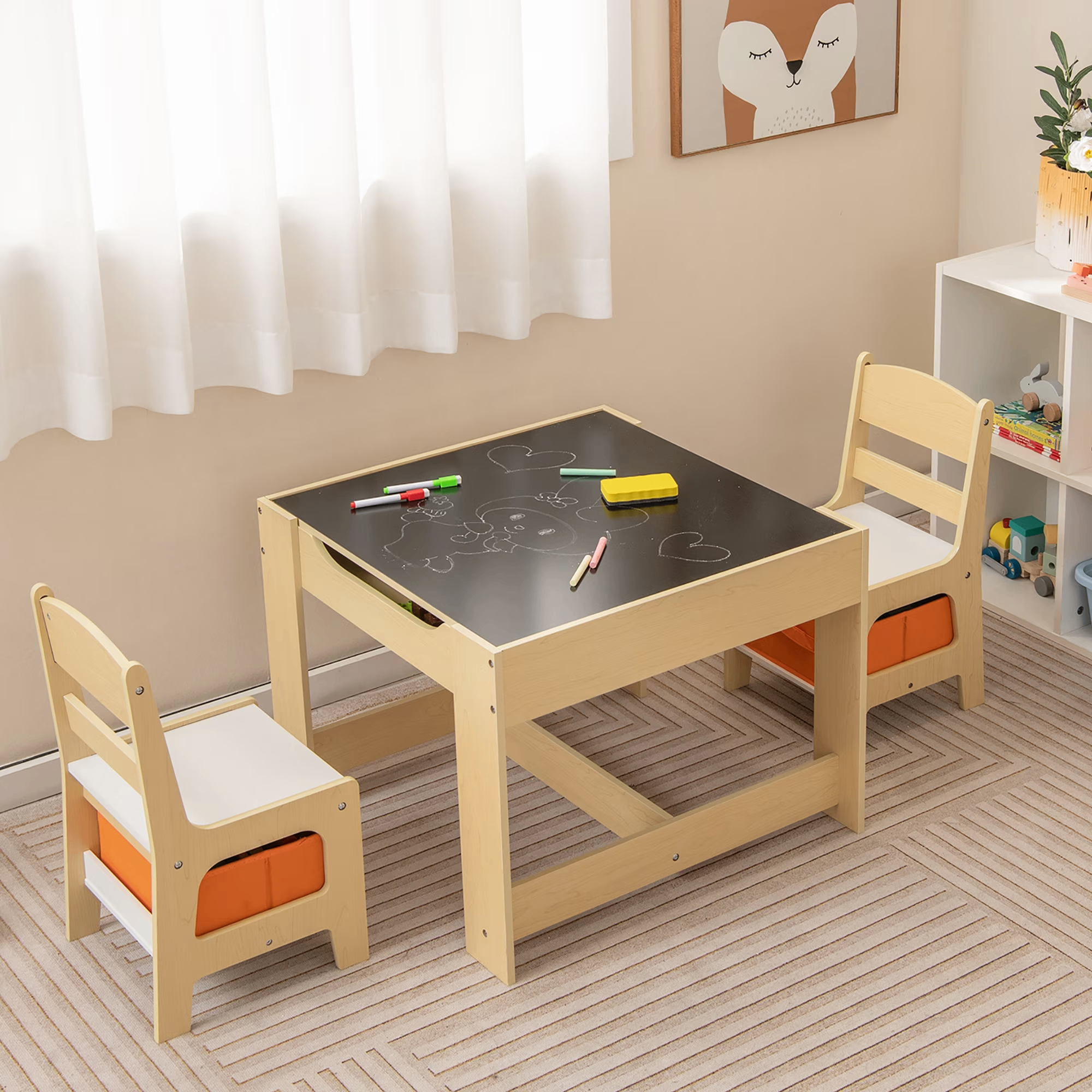 Kids Table & Chairs Set – With Storage, Blackboard & Whiteboard - photo 5