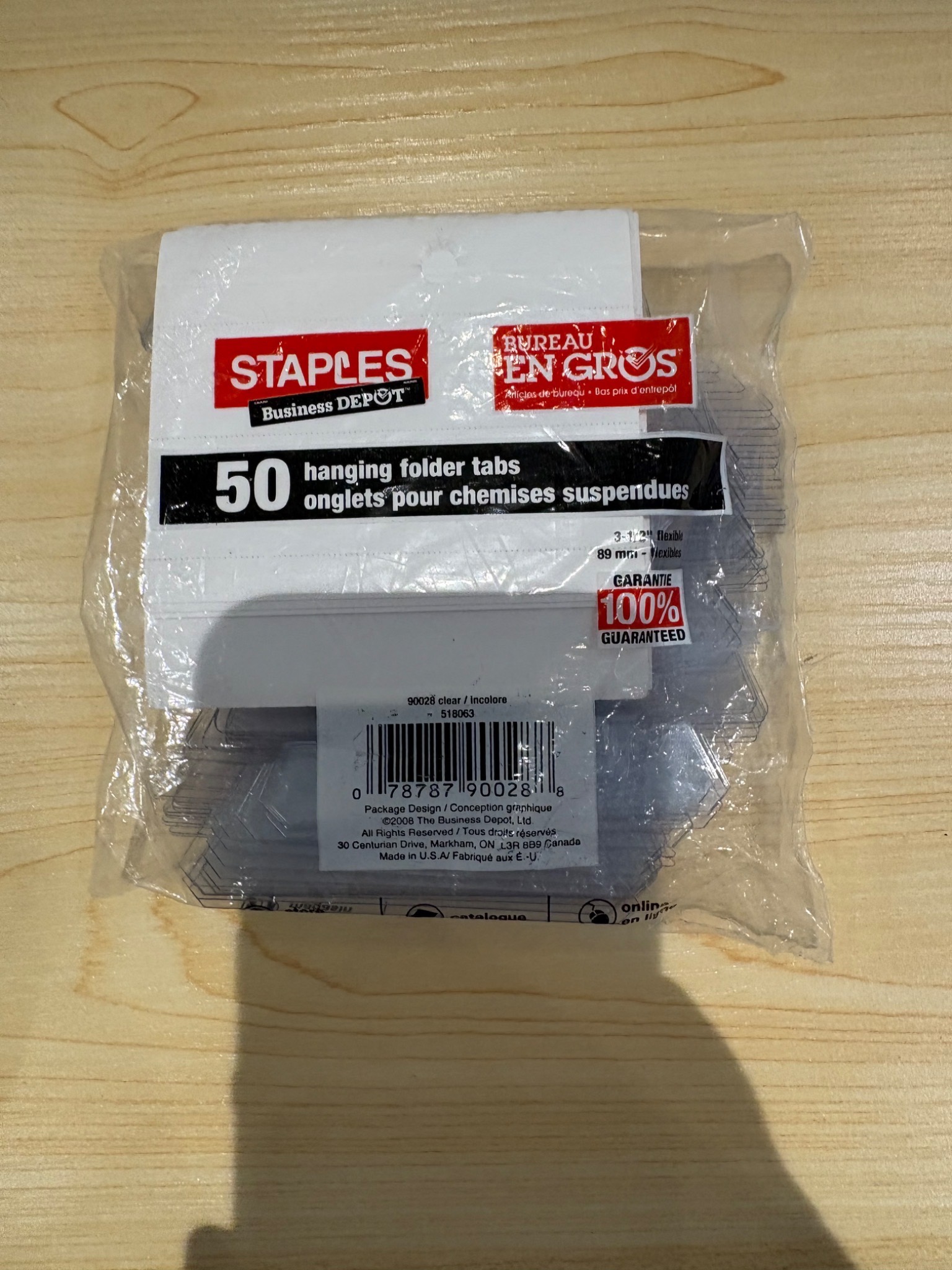 Staples Clear Hanging File Folder Tabs – 3½″