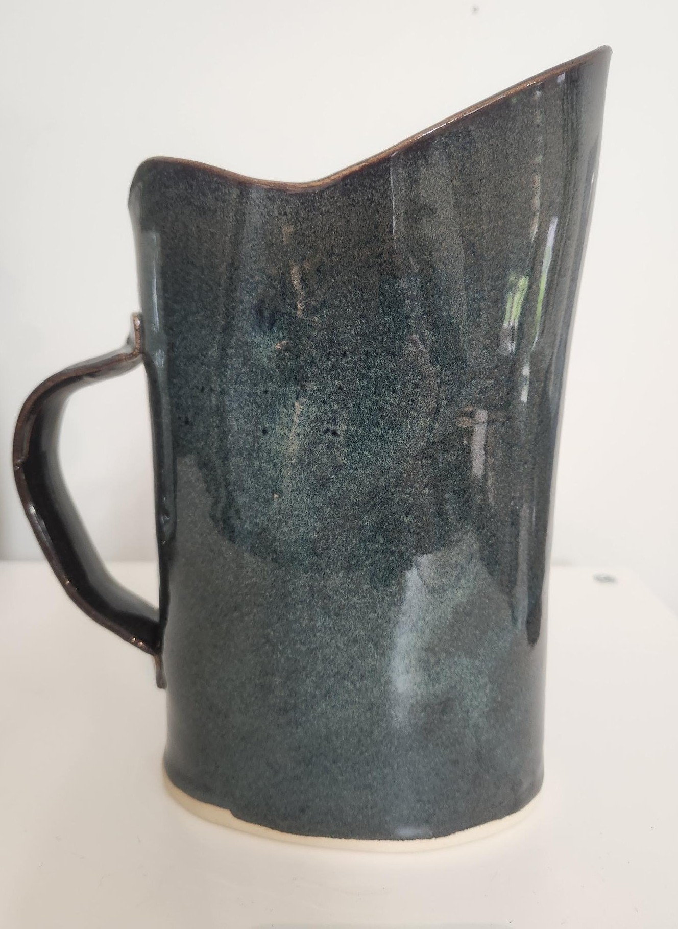 Gorgeous Handmade Rustic Pitcher w/ Deep Blues, Purples & Greens - photo 3