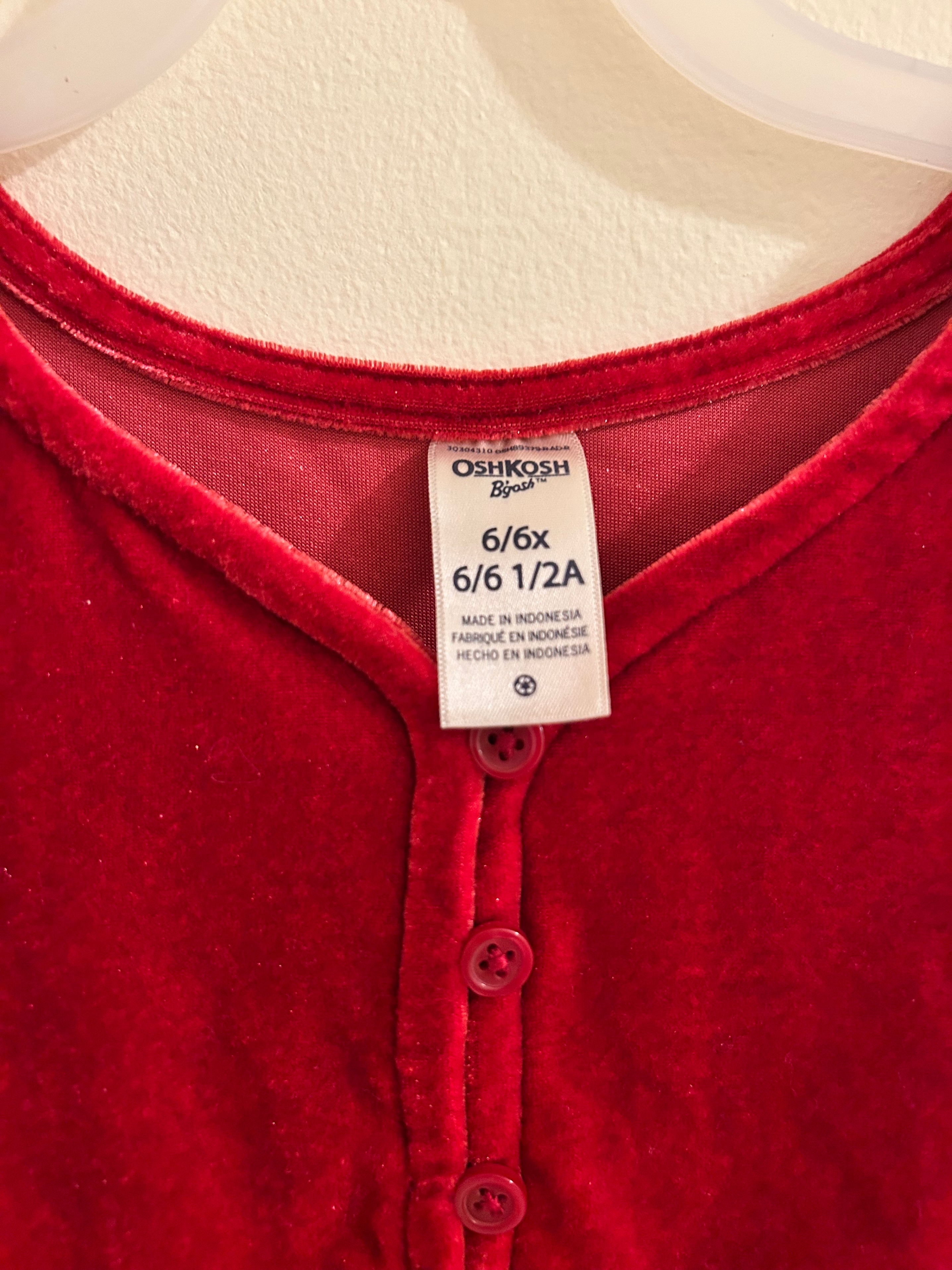 OshKosh Girls Size 6/6X Red Velvet Dress - photo 2