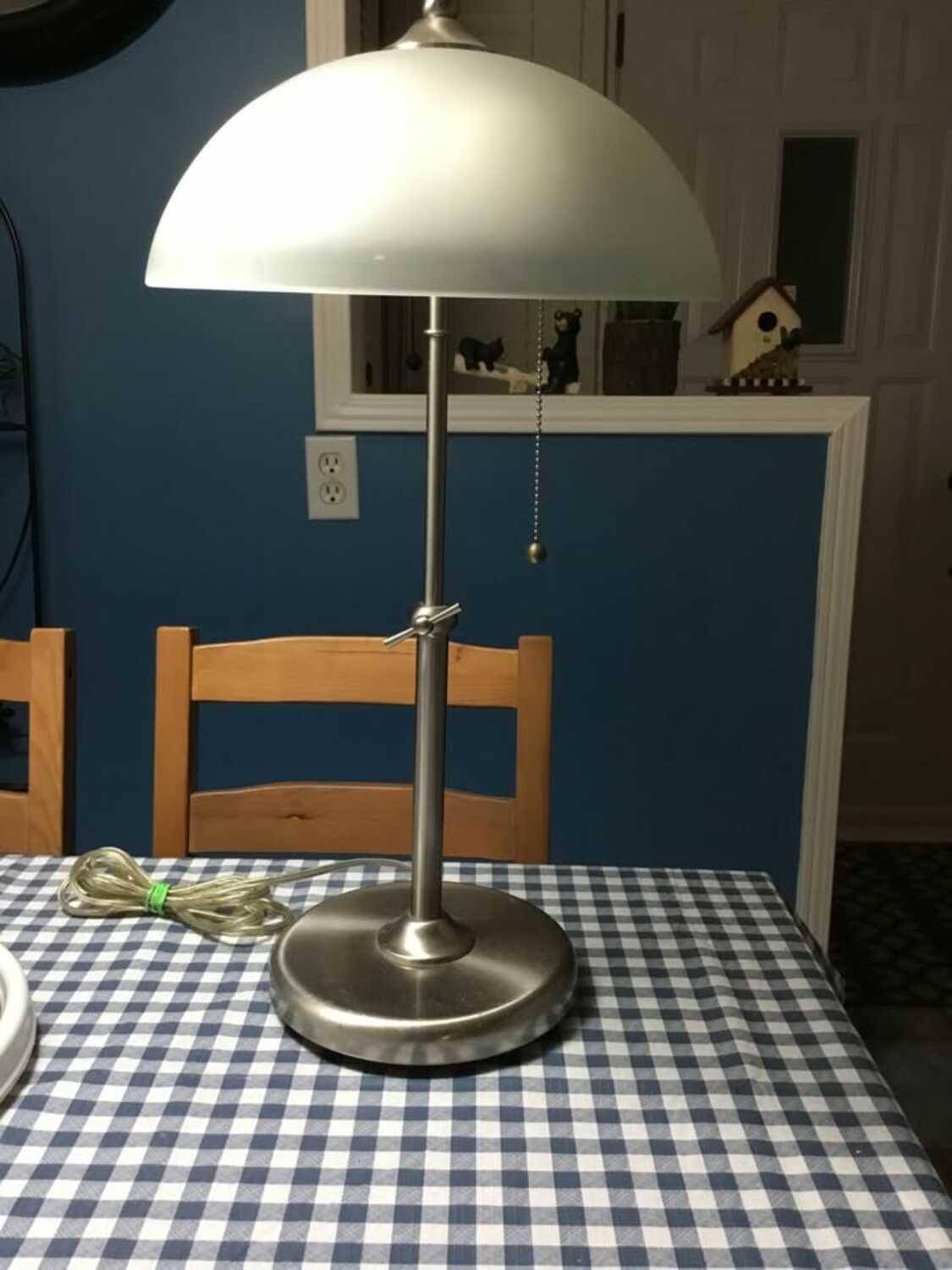 chrome table lamp with pull chain - photo 2