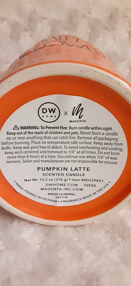 Rae Dunn Pumpkin Latte Scented Candle Happy Halloween - photo 5