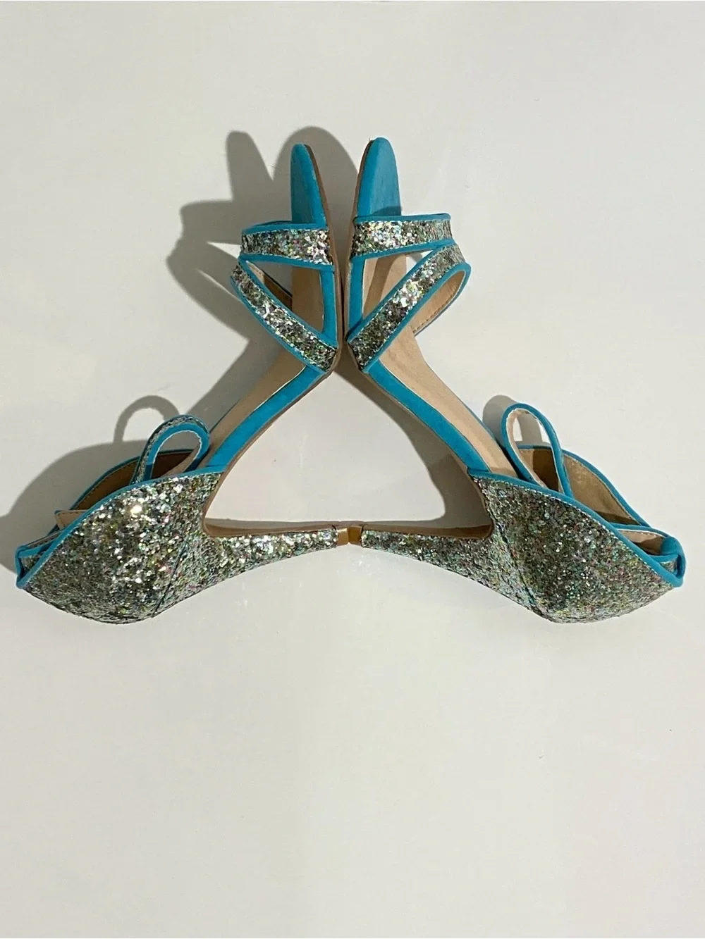 Qupid Women's 7 Teal Blue Sparkle Glitter Stiletto Heels - photo 4