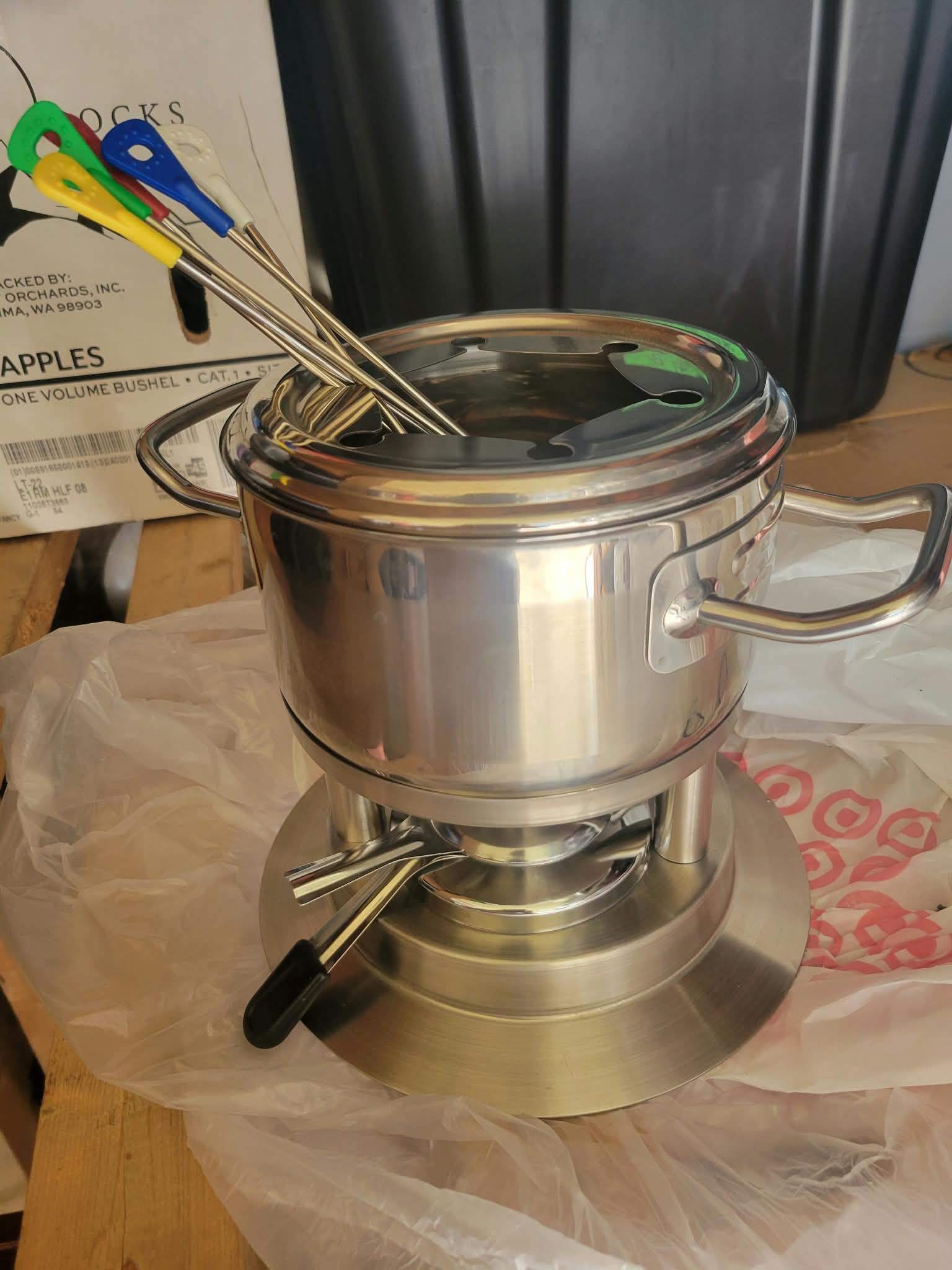 Stainless Steel Fondue Set with 6 Forks