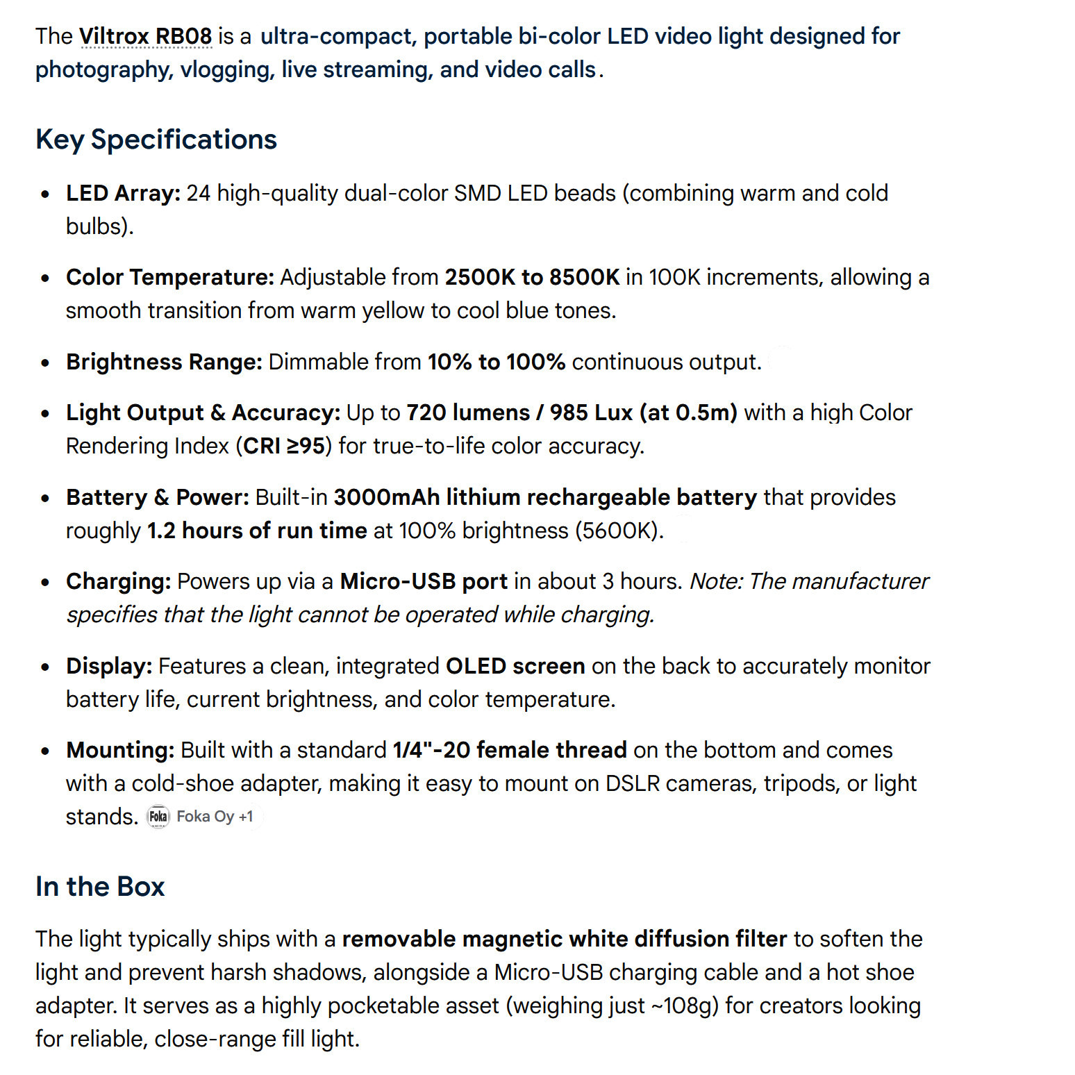 2 Viltrox RB08 bi-color LED video lights - photo 3