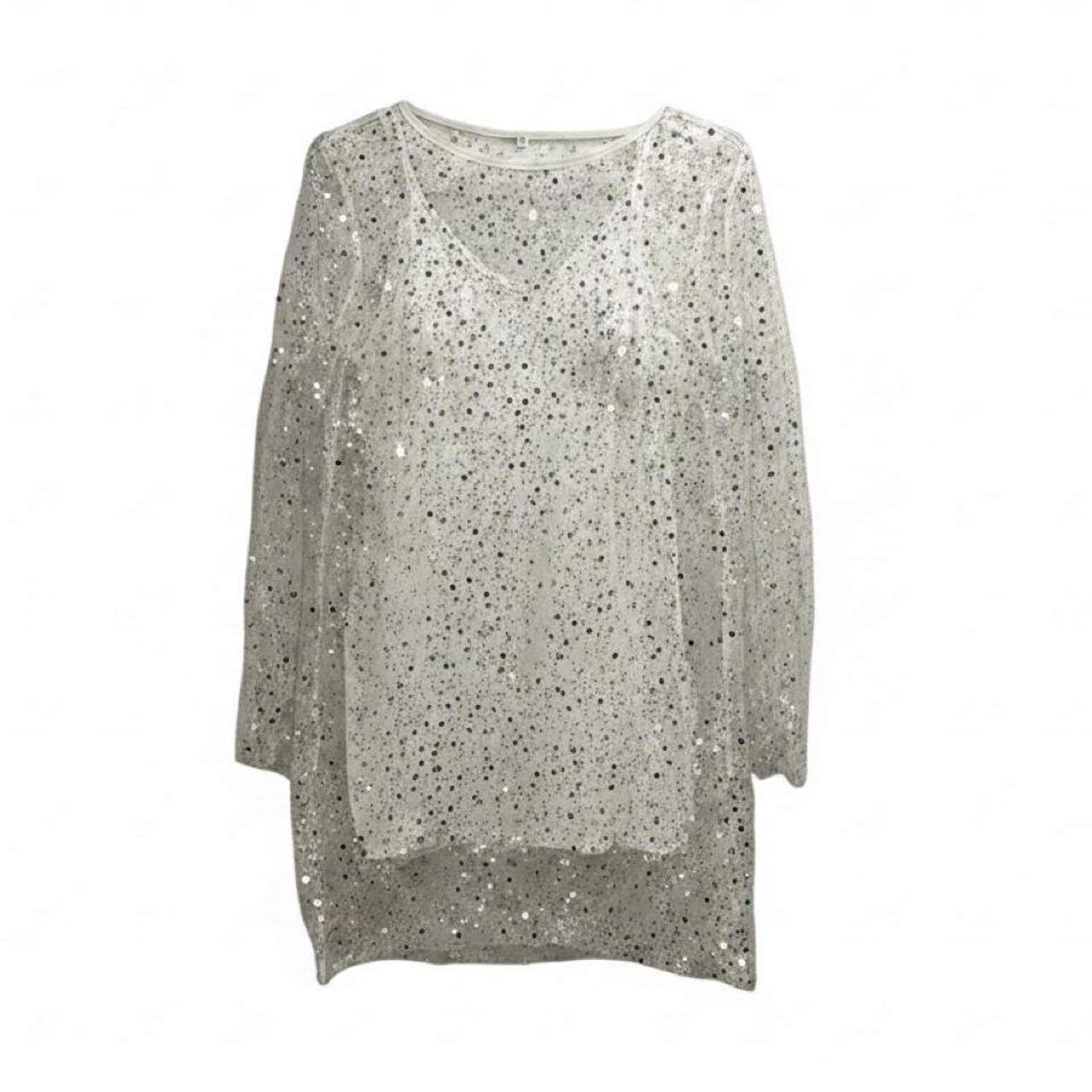 Silver Sequin Tunic Top – Size M – Brand New - photo 2