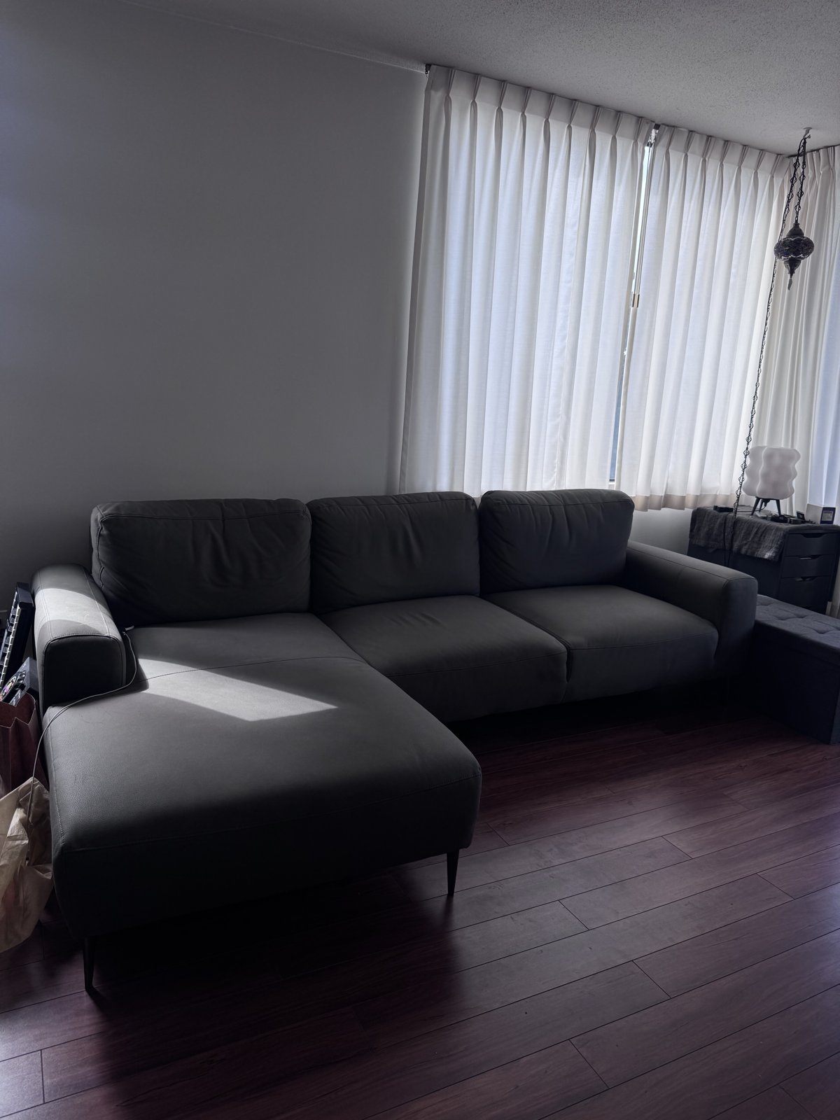 Structube SABRINA Left Facing Sectional Sofa with Chaise, Grey