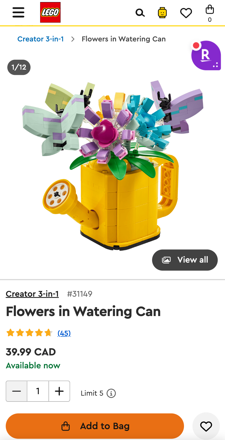 Brand New LEGO Creator 3-in-1 Flowers in Watering Can (Ages 8+) - photo 3