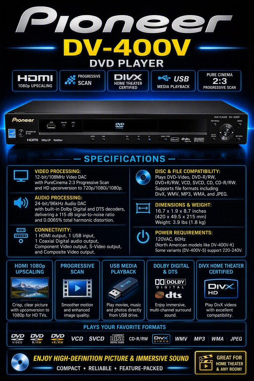 Pioneer DVD Player DV-400V