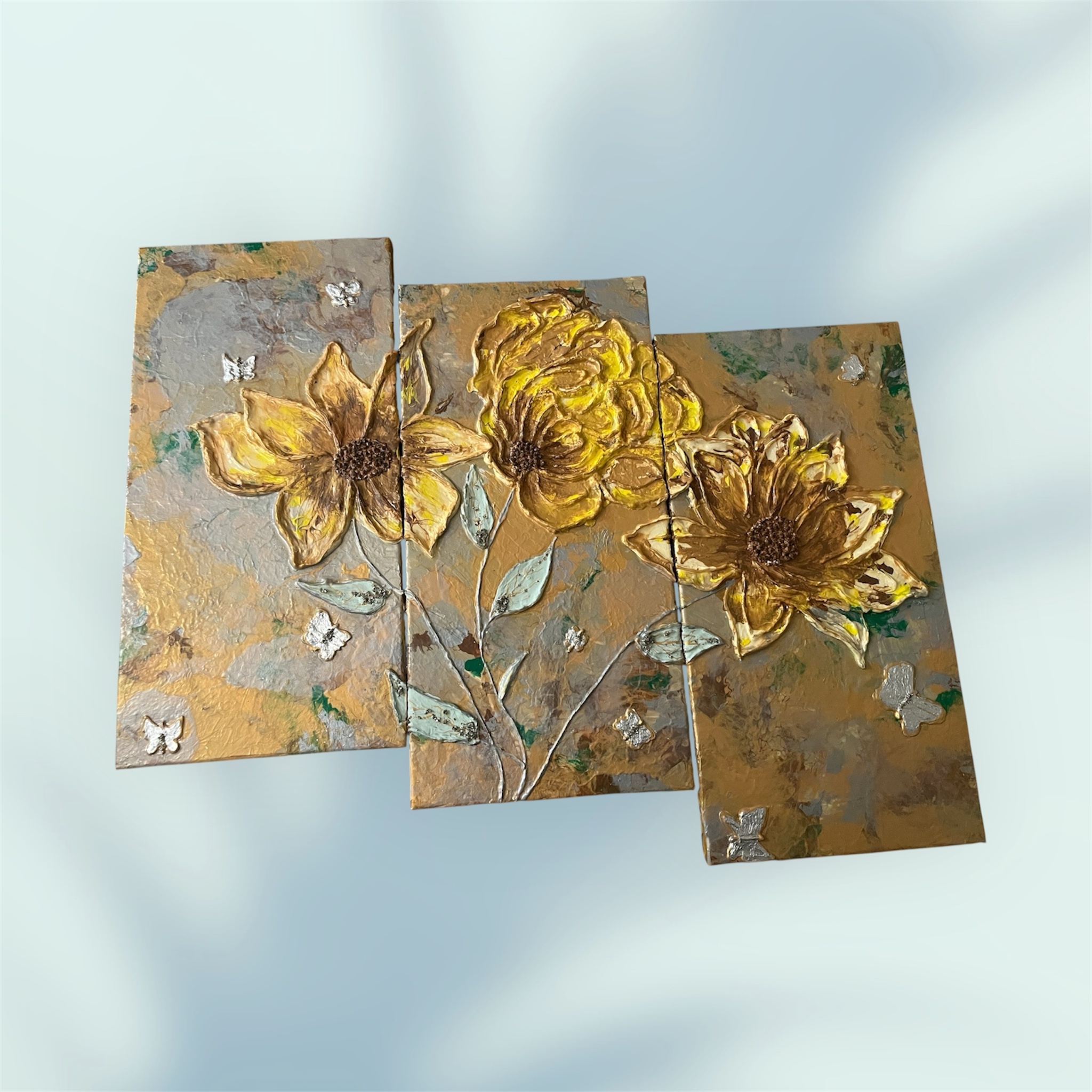 wall art: 3p painted canvas wall art floral - photo 2