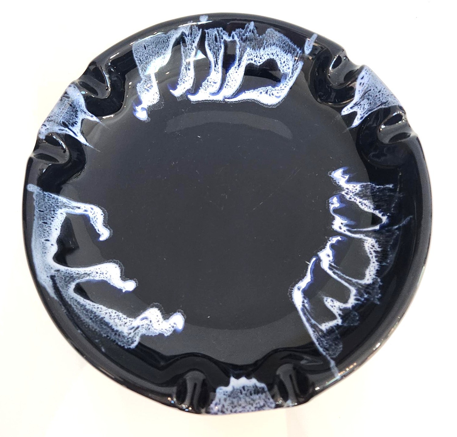 Vintage Blue Mountain Pottery Ashtray - Cobalt & White Glaze