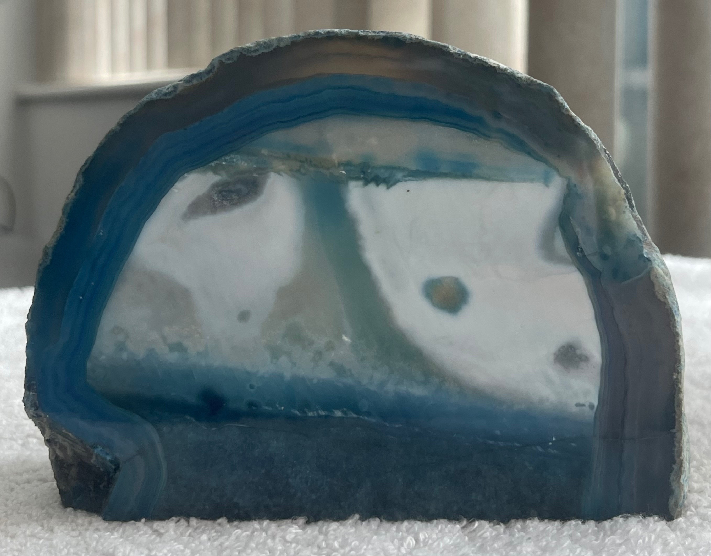 Polished Blue Agate Geode Votive Candle Holder - photo 2