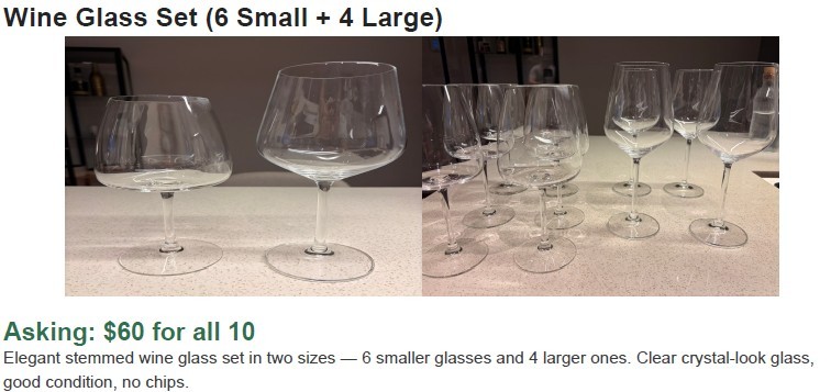 Wine Glass Set - 6 Small + 4 Large