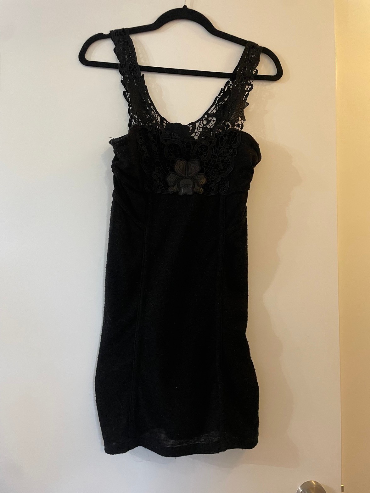 Black lace bodycon dress, size XS