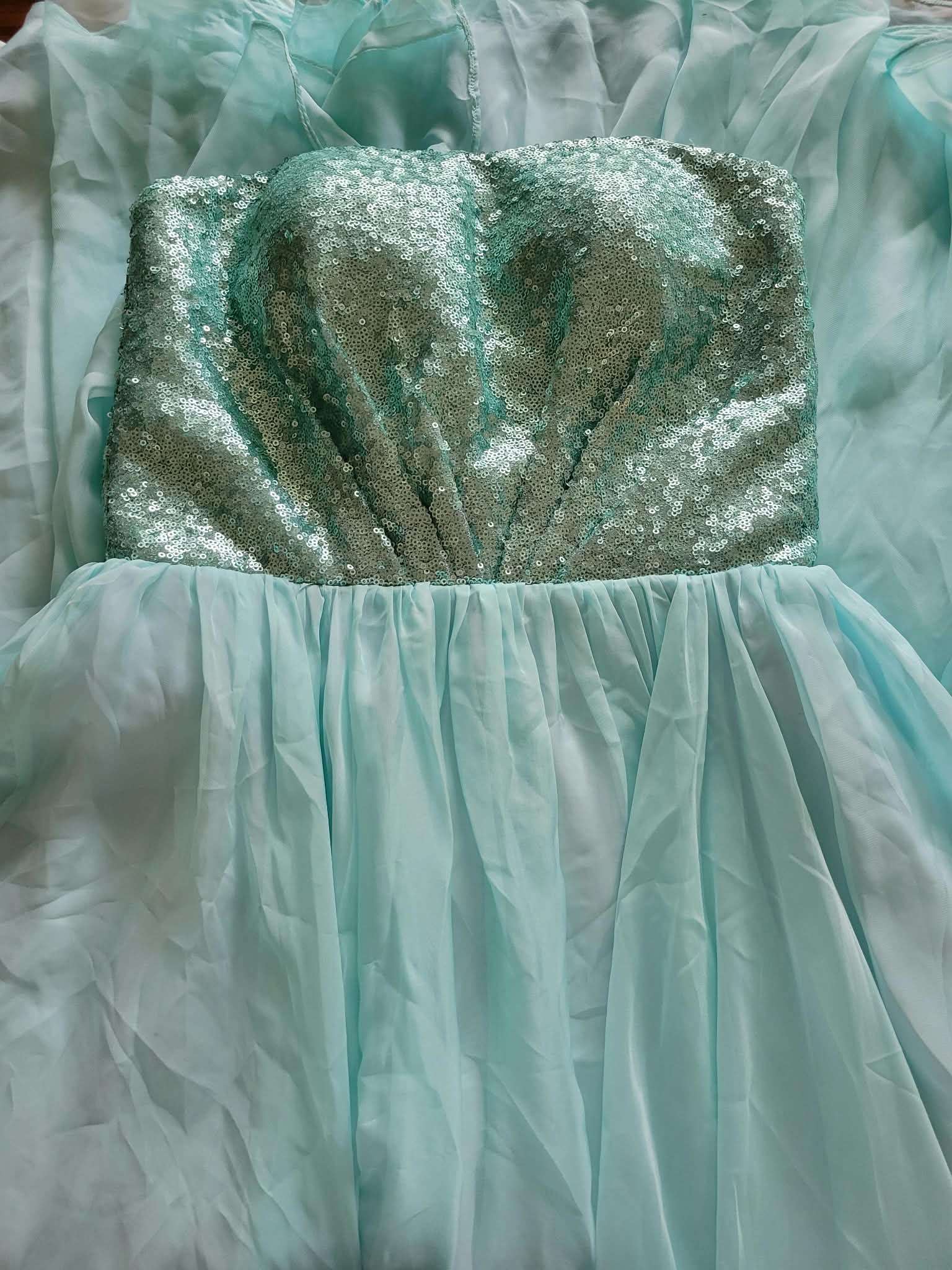 Strapless Sequin Bodice Maxi Dress