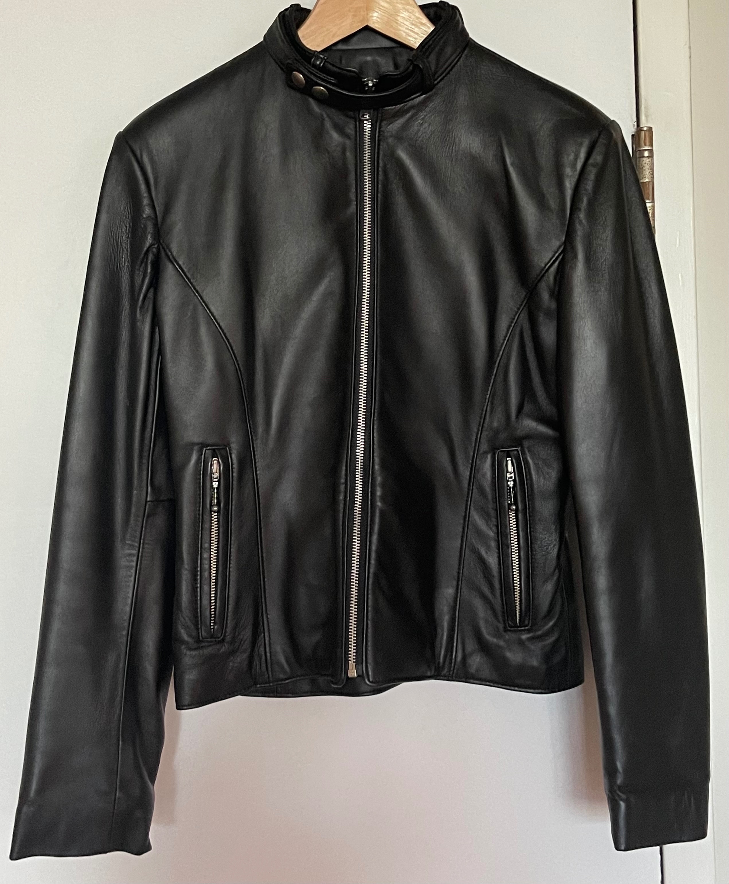 Made in Canada James & James Black Leather Moto Jacket - Size M - photo 2
