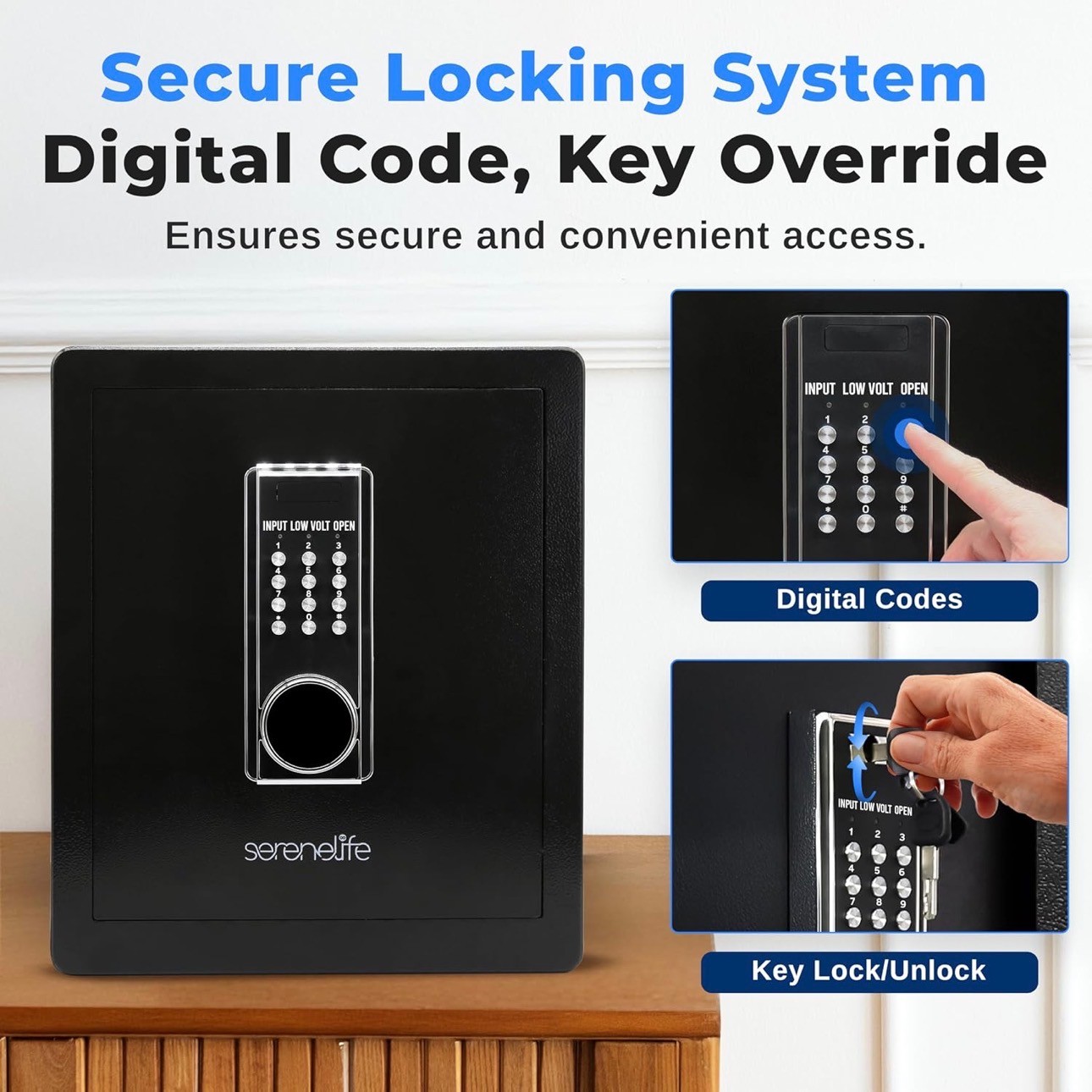 Electronic Digital Safe Box Dual Alarm System Hidden Keyhole