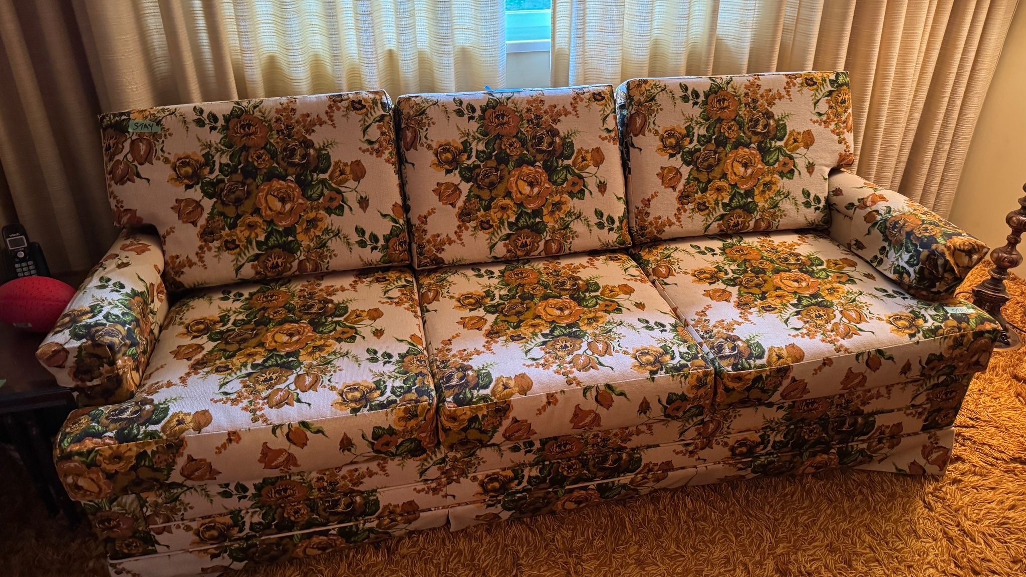 Vintage Floral Upholstered Sofa Bed – C$250