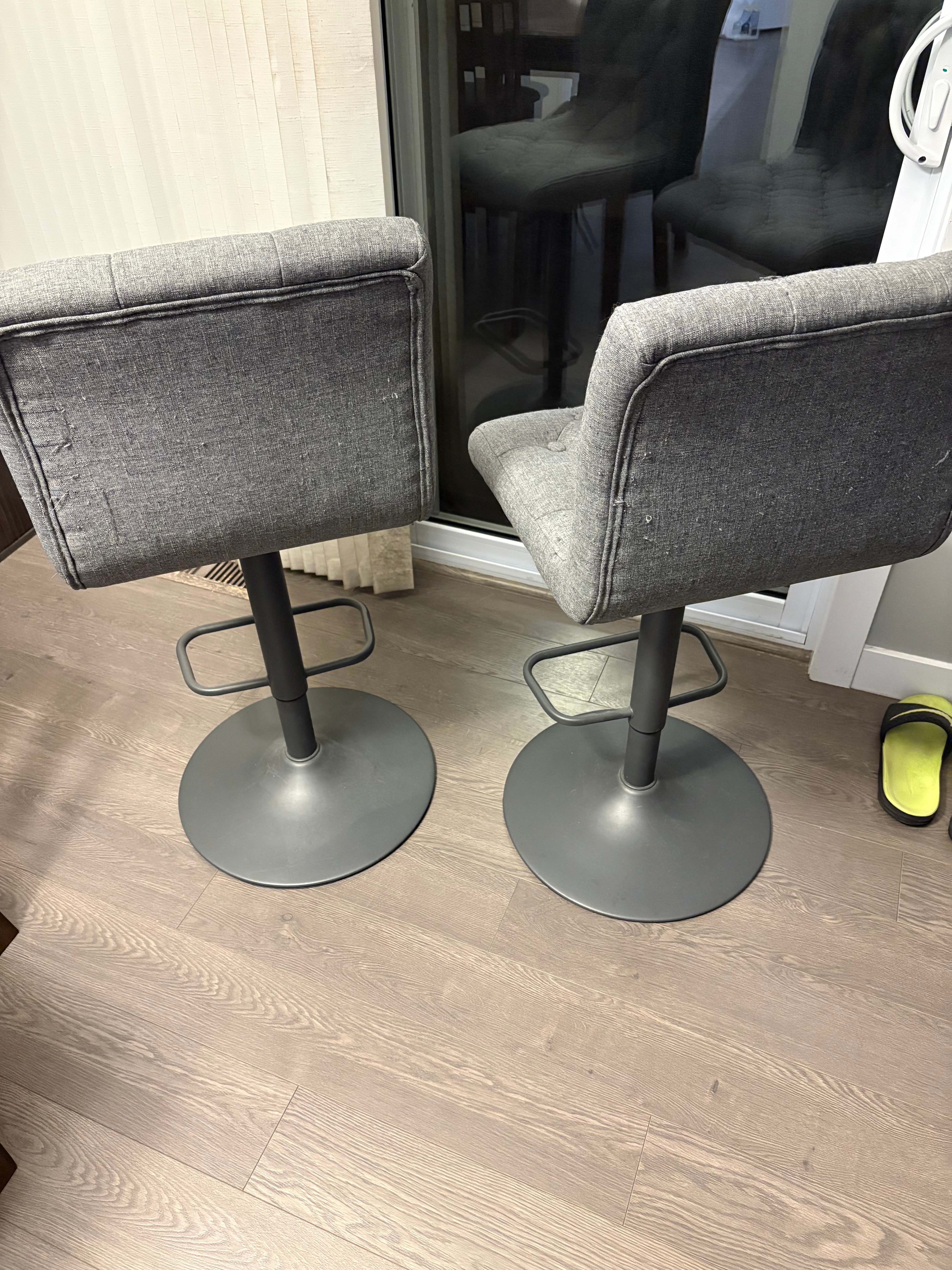 Two Grey Upholstered Bar Stools - photo 2