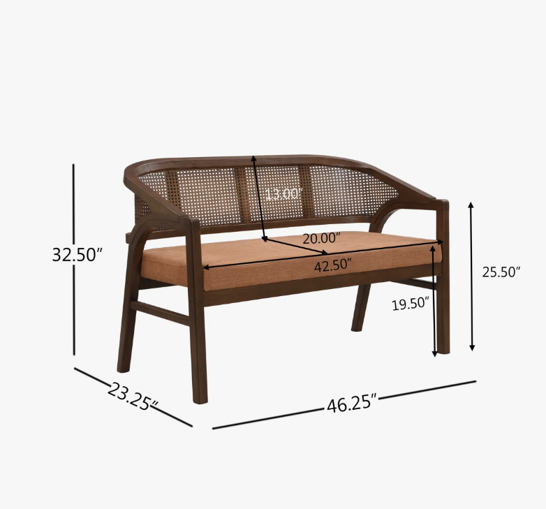 Rattan and Solid Wood Bench with Cushion - New in box - photo 3