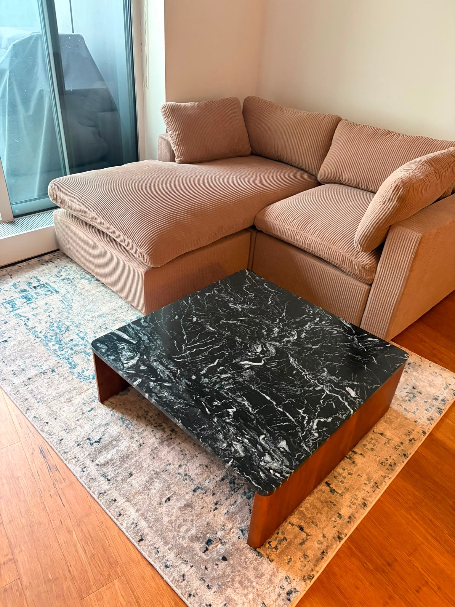 Sundays Marble Coffee Table - Black Marble Top, Walnut Base - photo 2