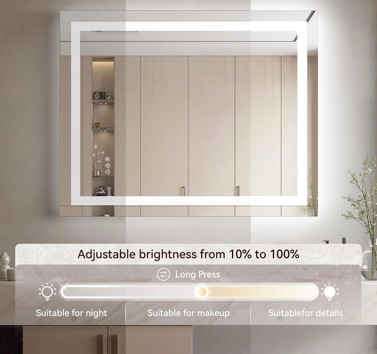 LED Bathroom Mirror 84"x40" Frontlit & Backlit Anti Fog - photo 3